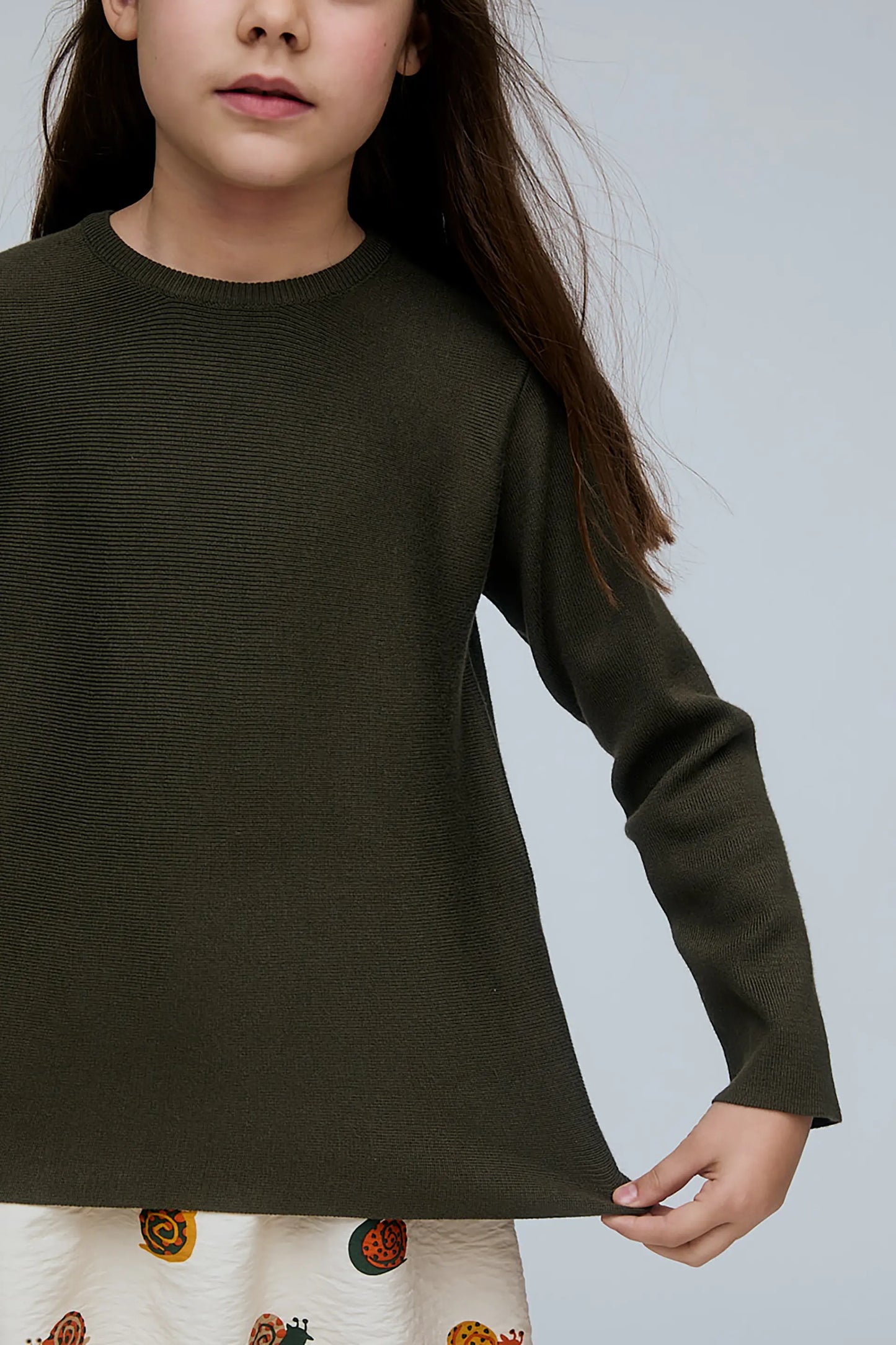 Jersey de niña mezcla algodón verde oscuro