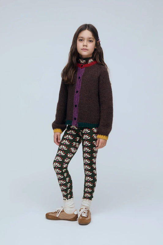 Unisex brown cardigan with multicolored details