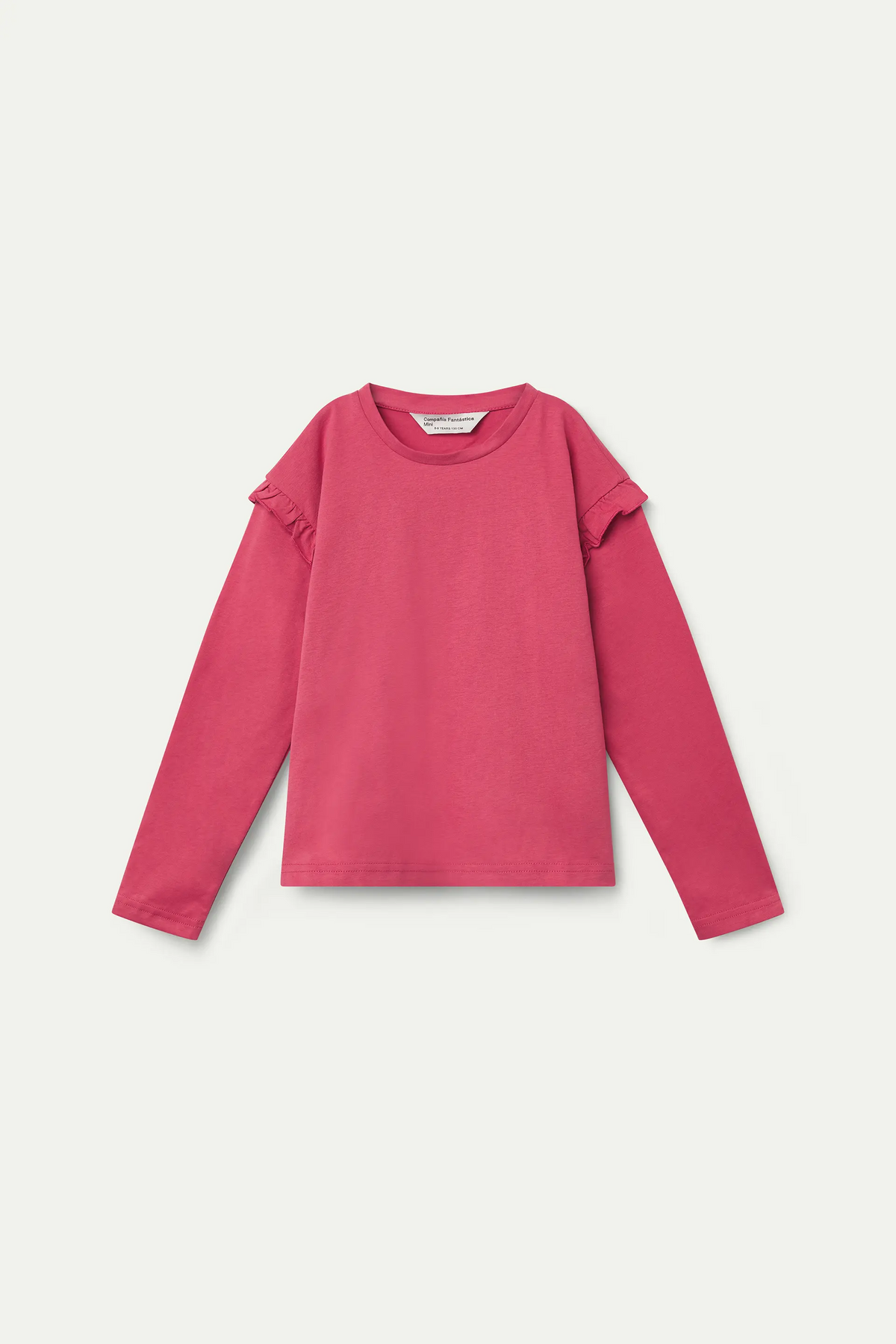 Girls' 100% cotton pink T-shirt with ruffles