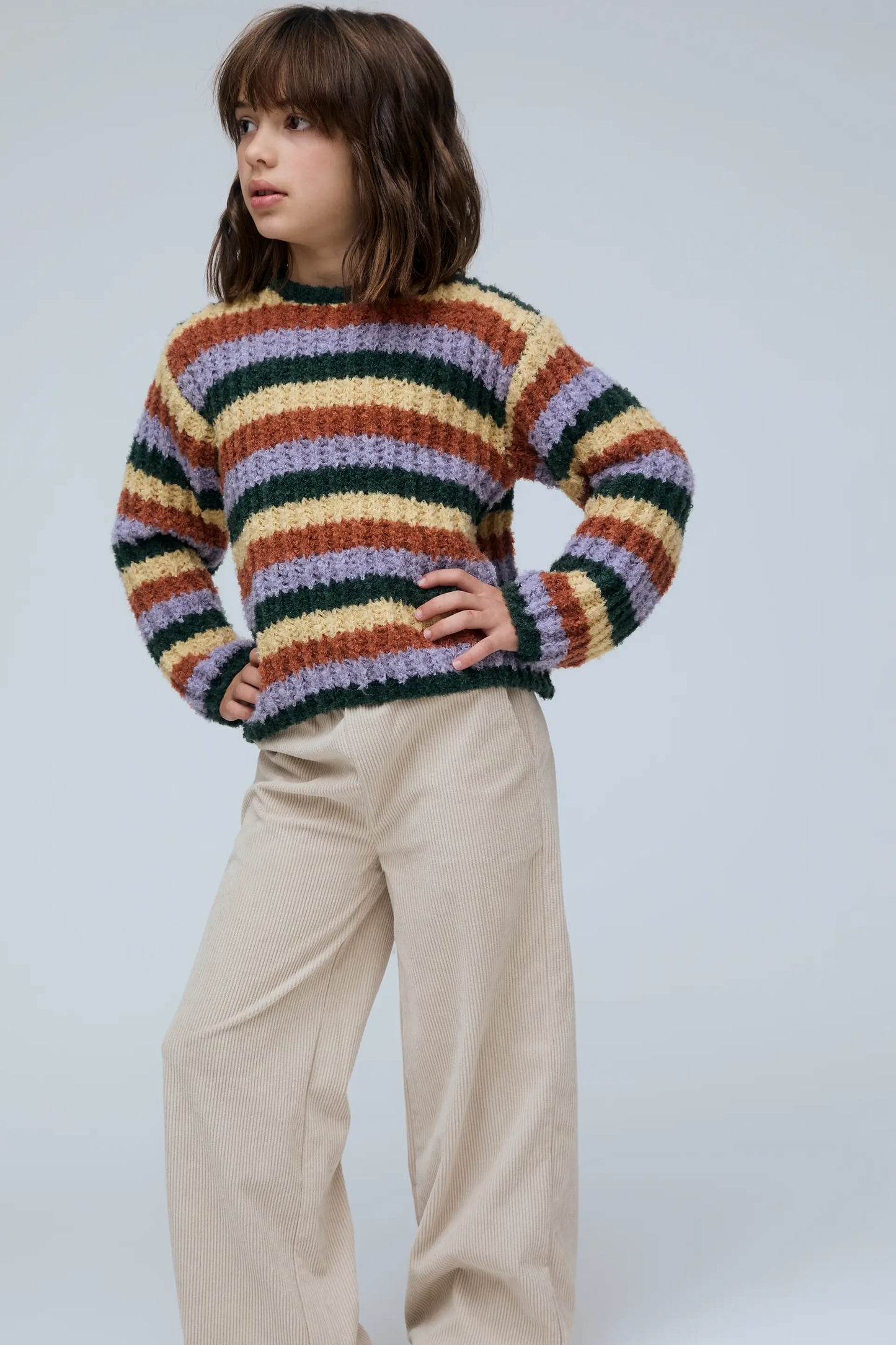 Girls' off-white corduroy trousers