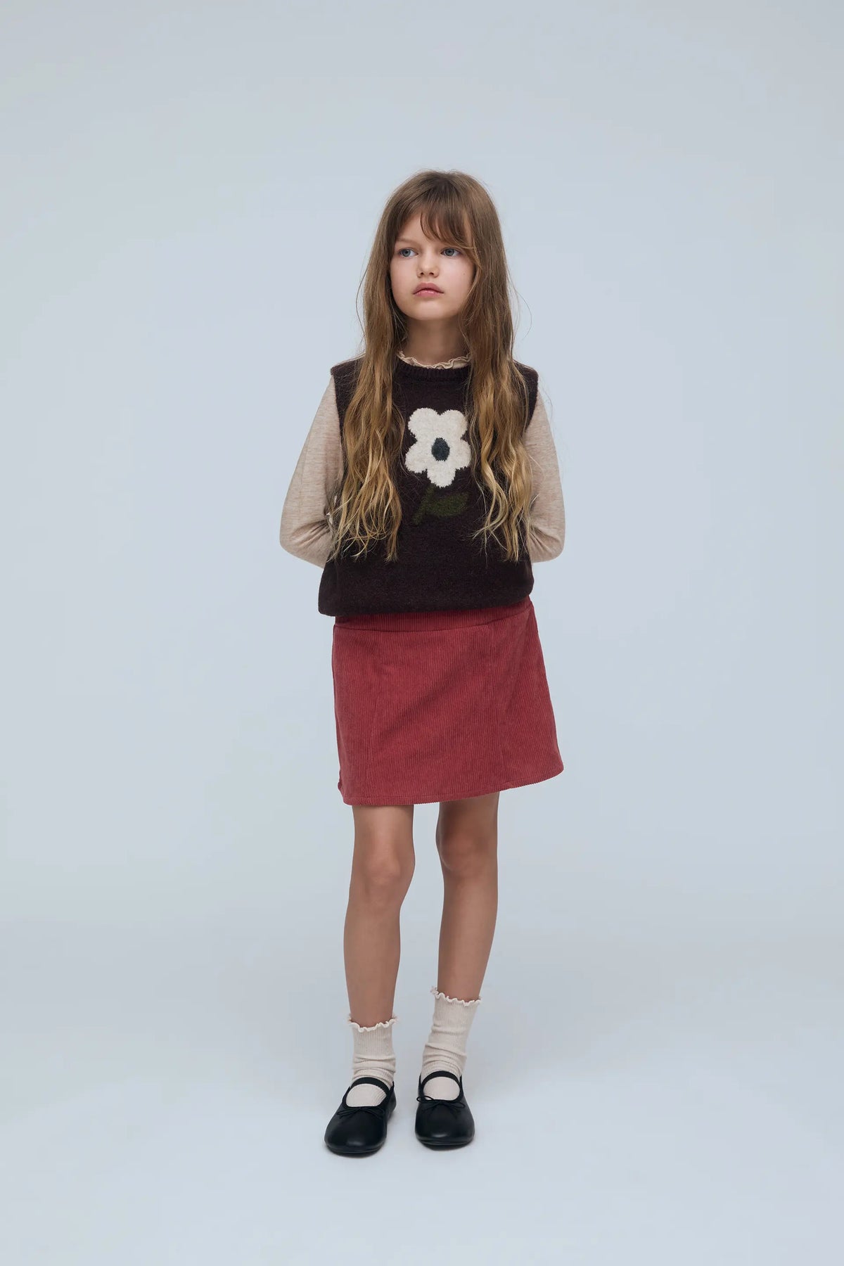 Girl's pink corduroy mini skirt