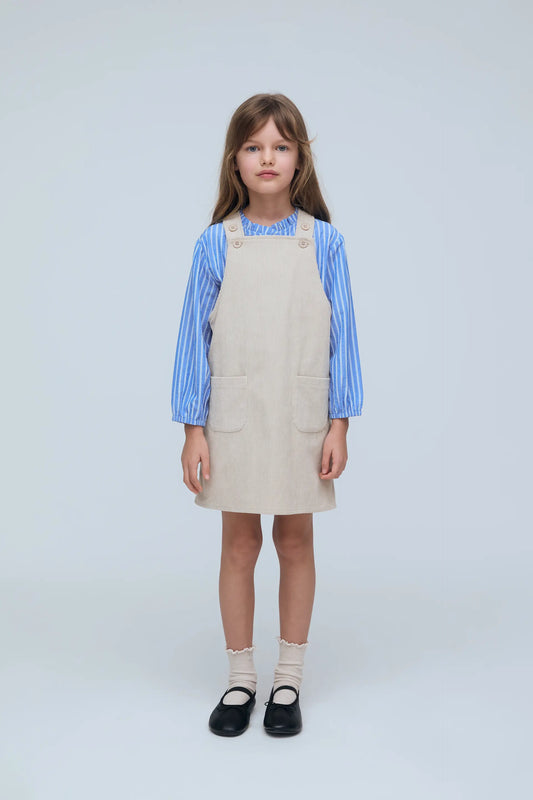 Peto de niña pana blanco roto
