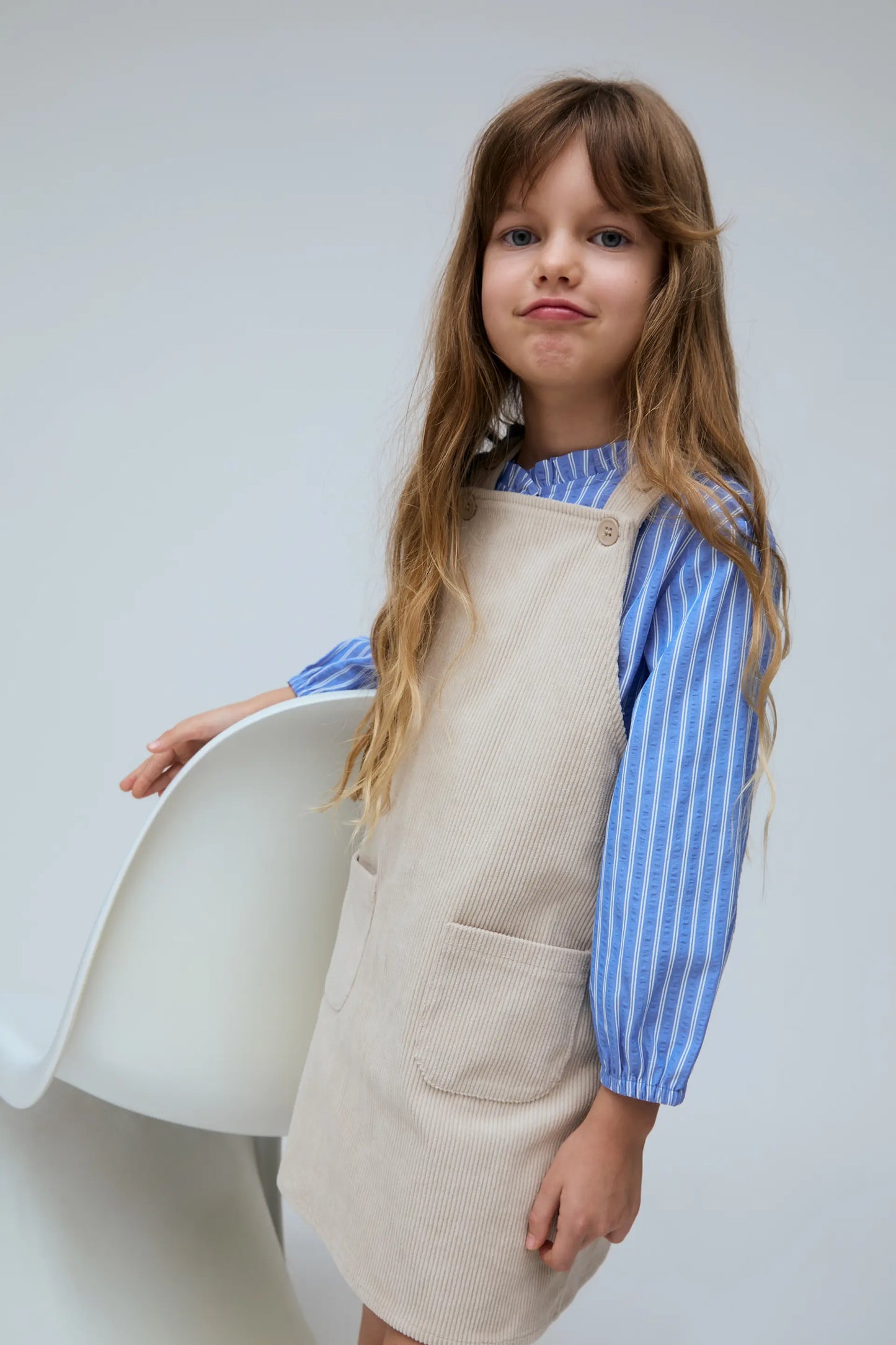 Peto de niña pana blanco roto