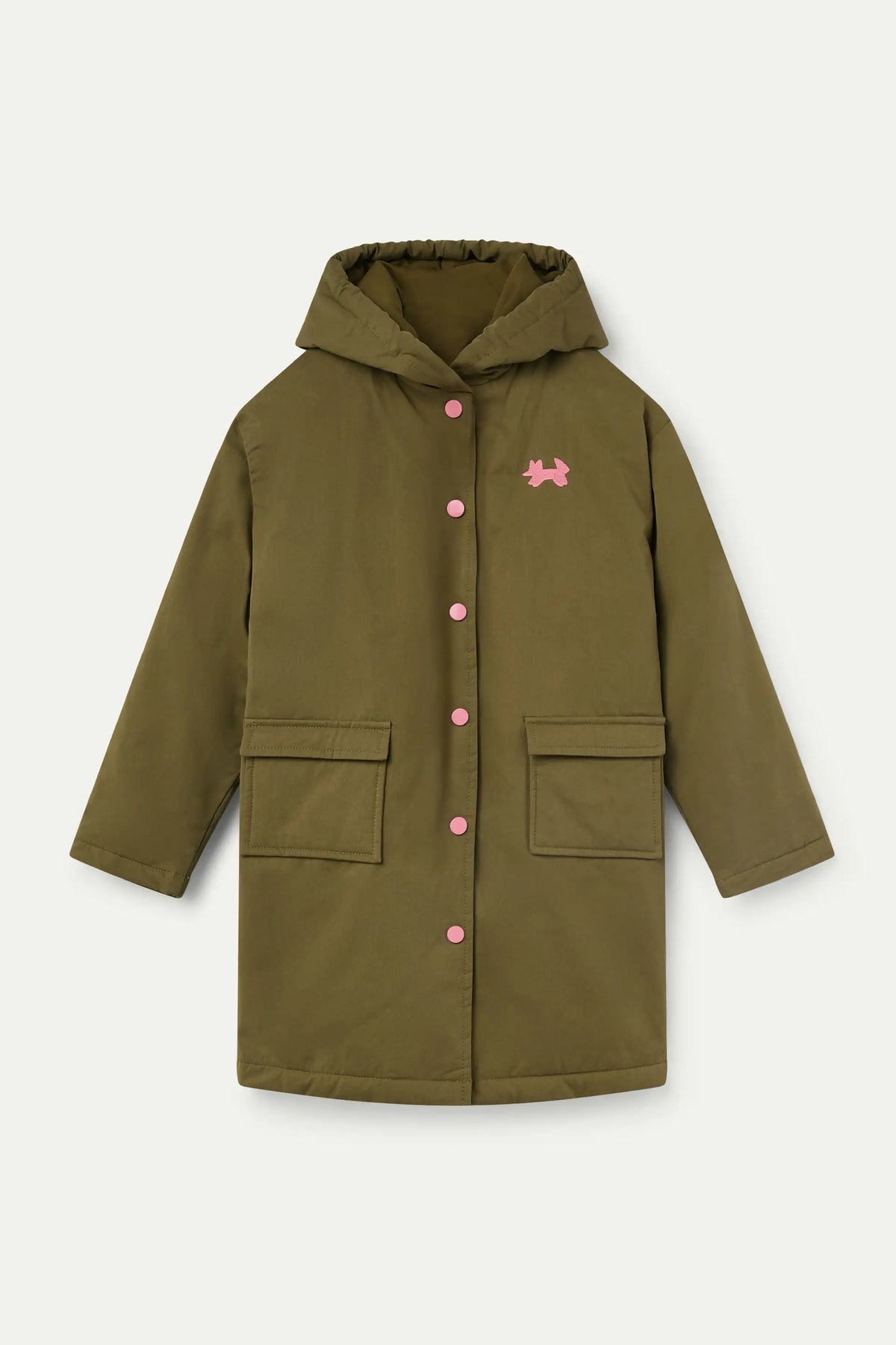 Abrigo de niña 100% algodón verde oliva