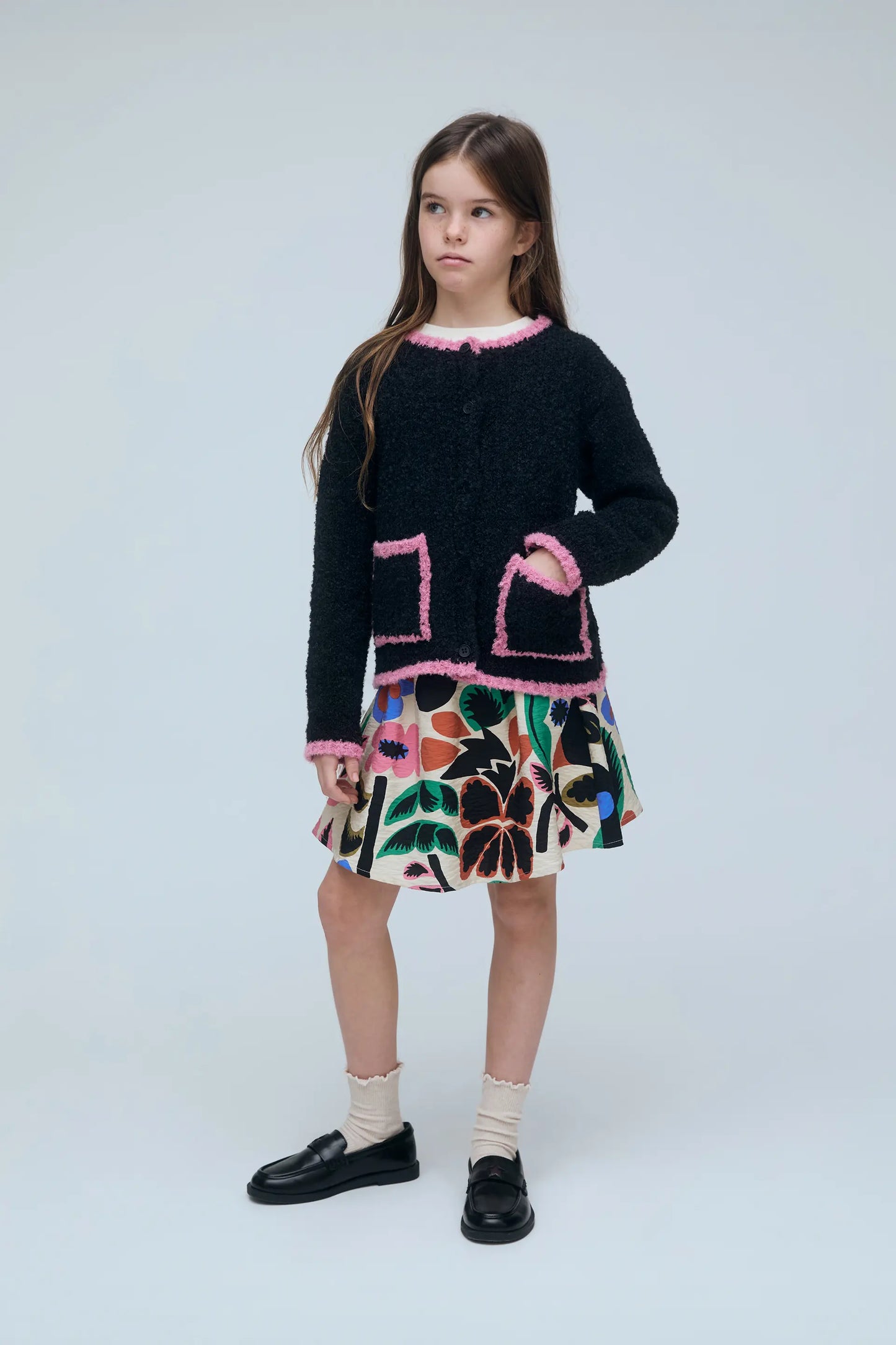 Girl's short skirt with Neo Garden print