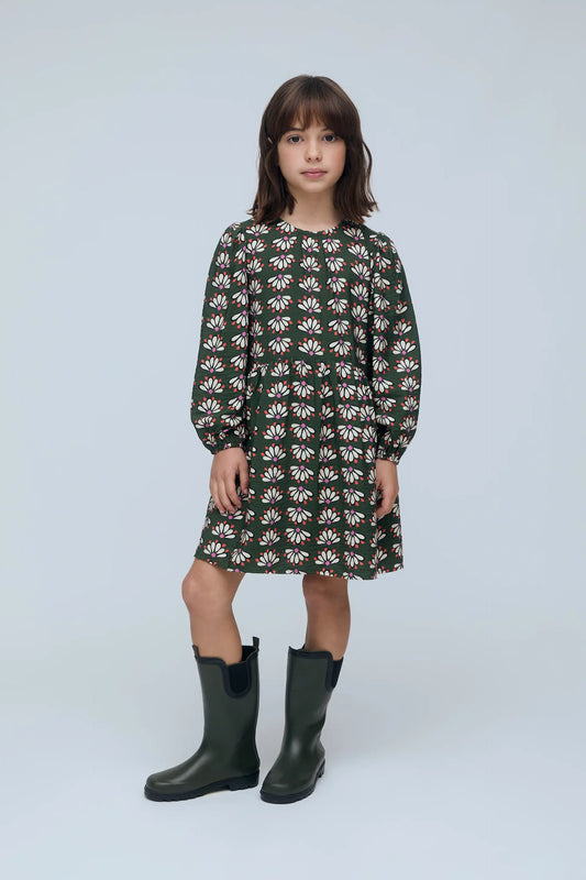 Vestido corto de niña con estampado Geometry