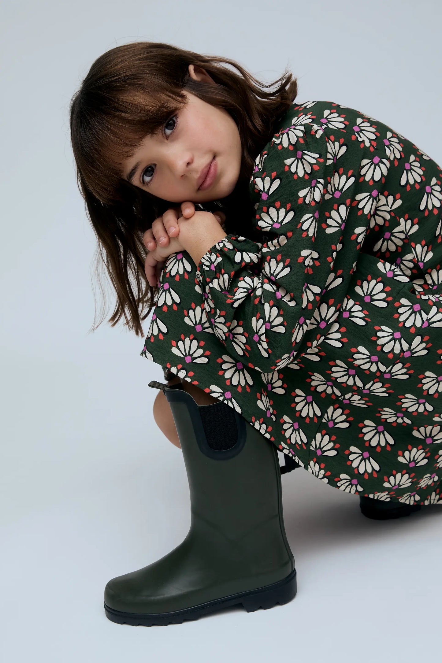 Vestido corto de niña con estampado Geometry