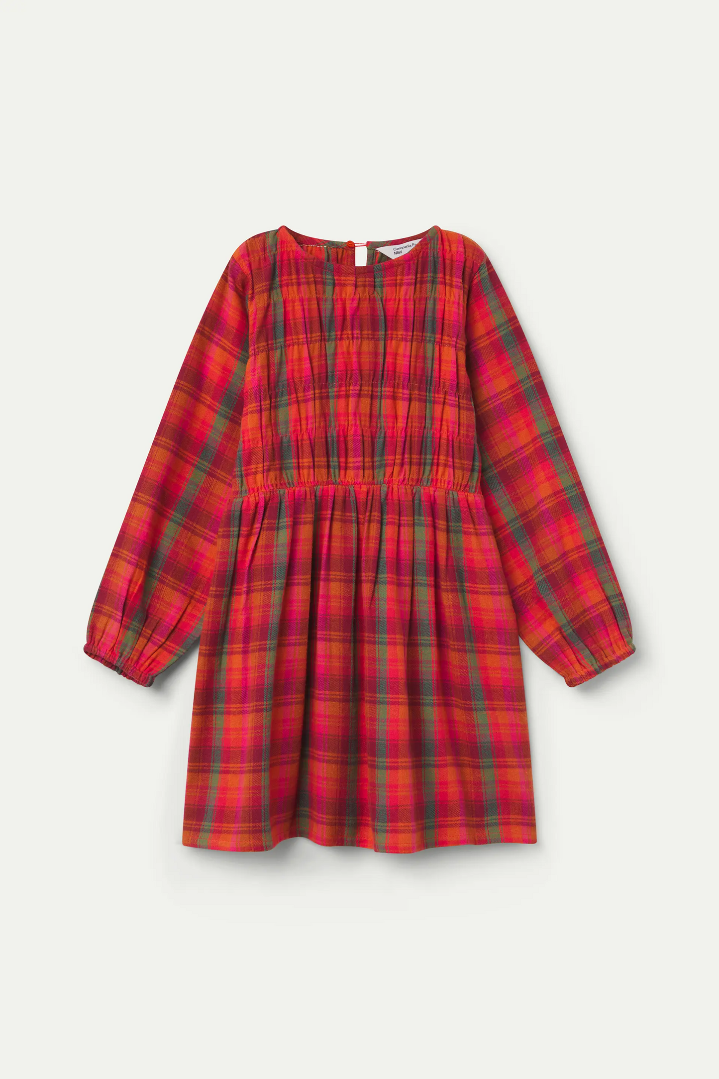 Girls' 100% cotton dress with pink plaid print