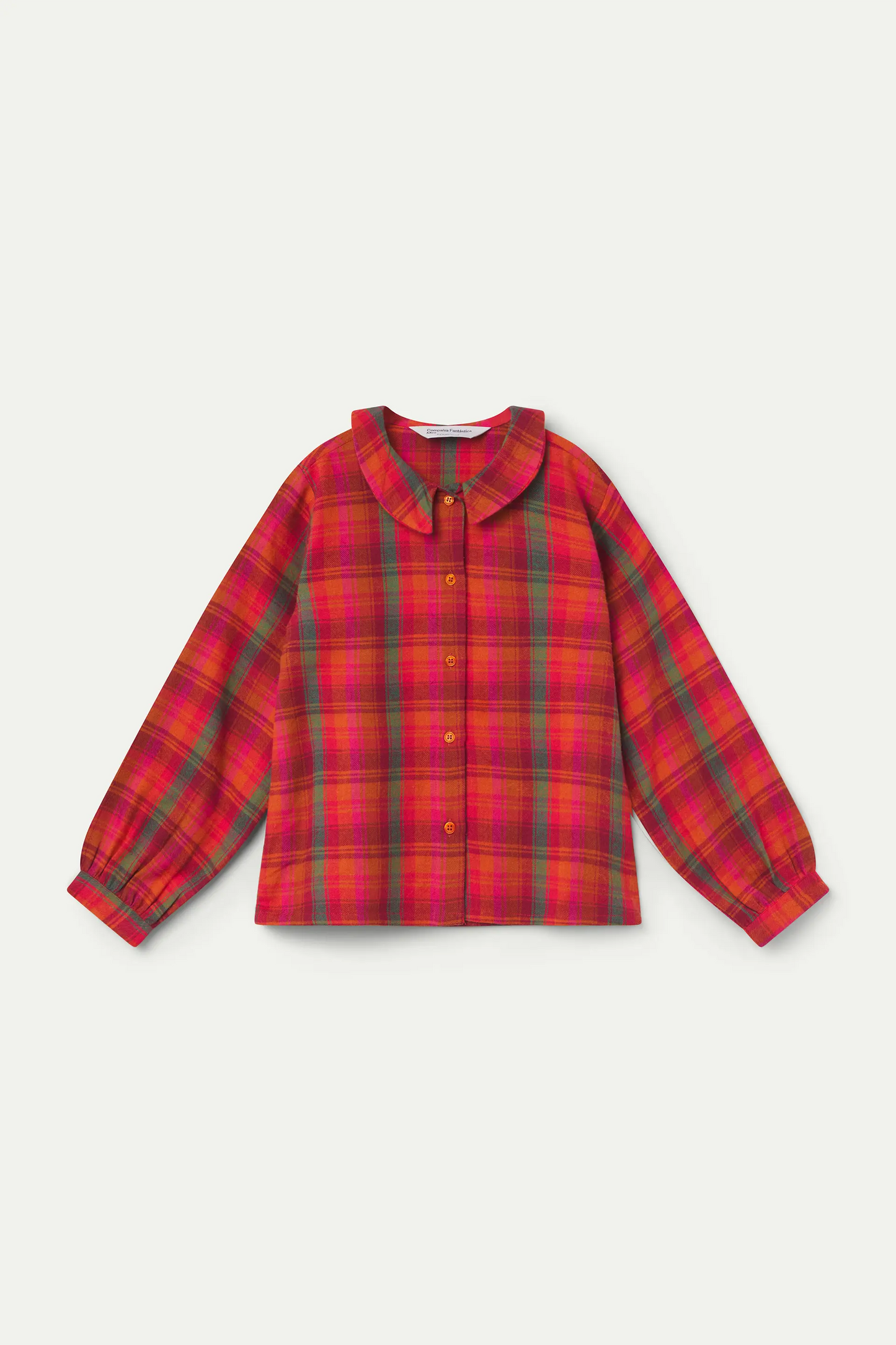 100% cotton girl's shirt with pink plaid print