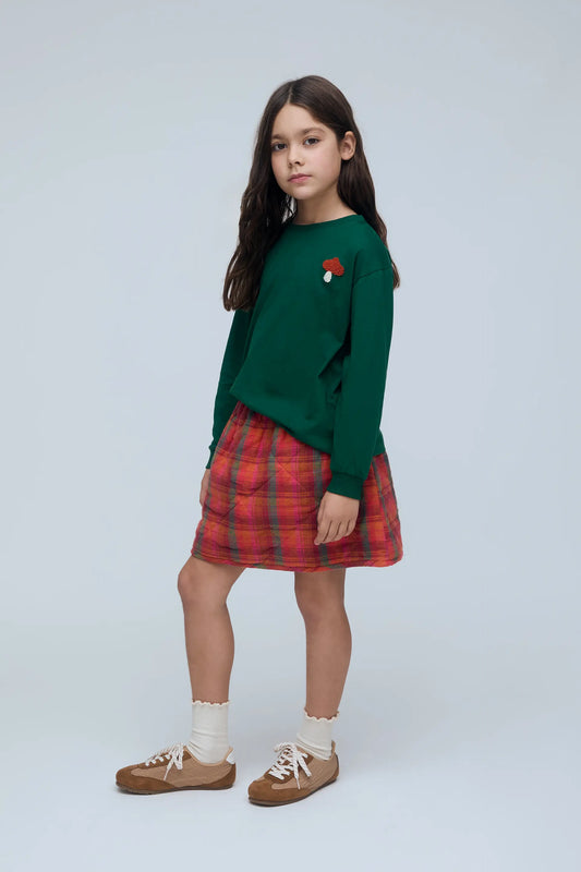 Girl's 100% cotton pink checked skirt