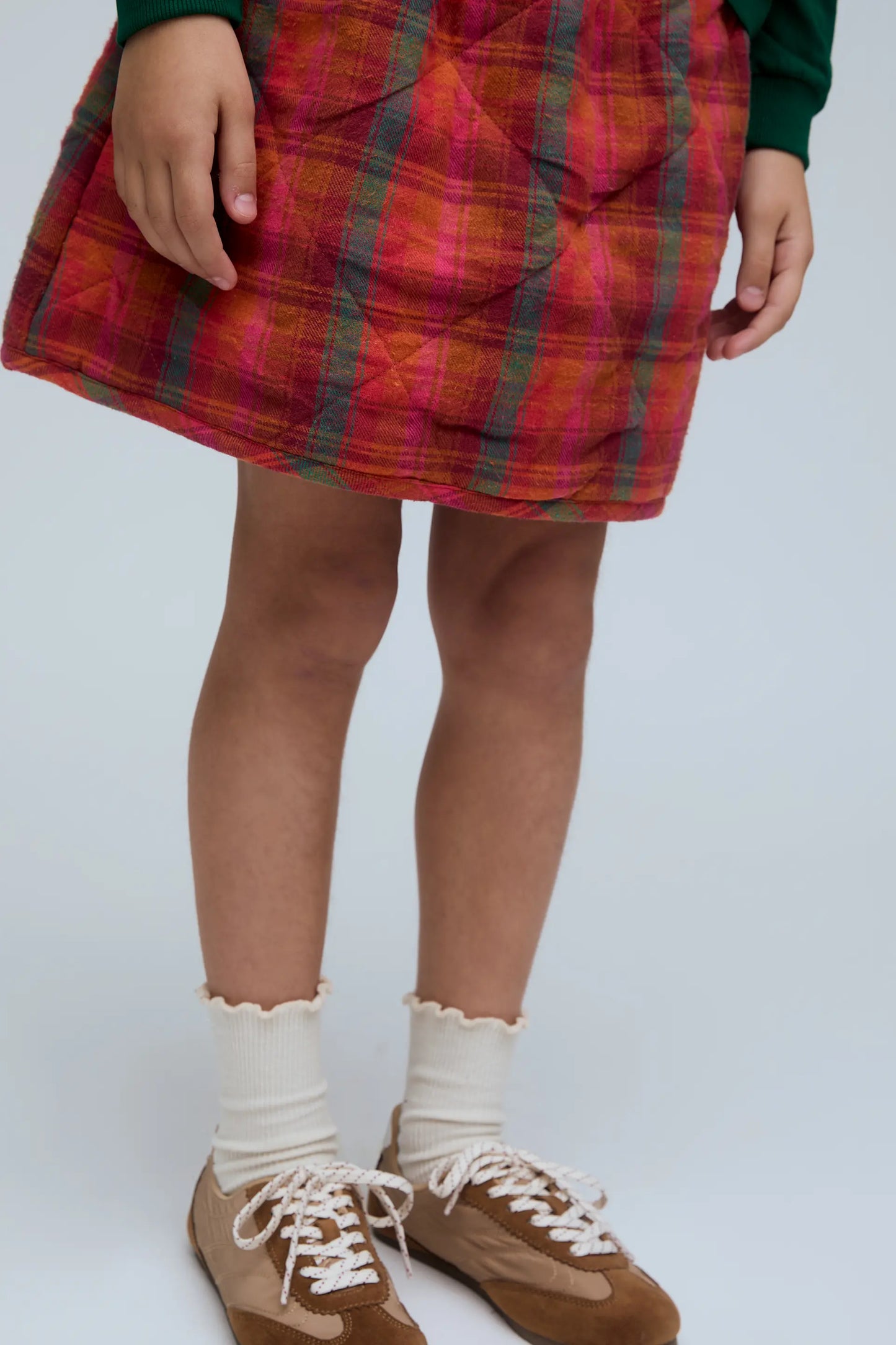 Girl's 100% cotton pink checked skirt