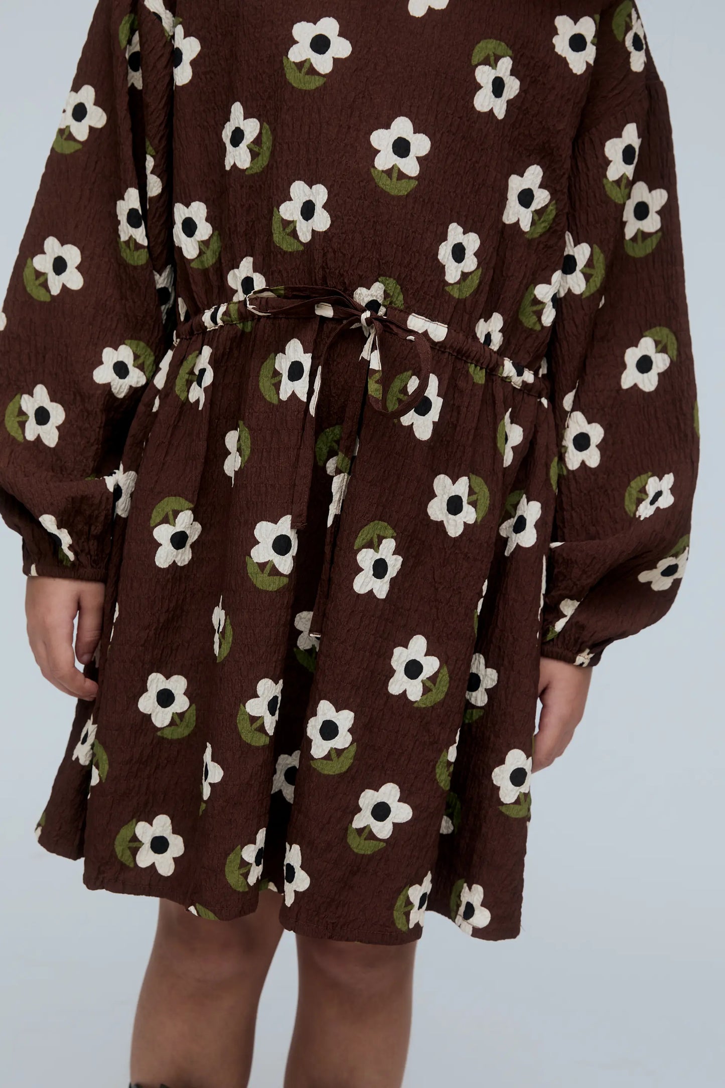 Girl's short tie-back dress with Santini print