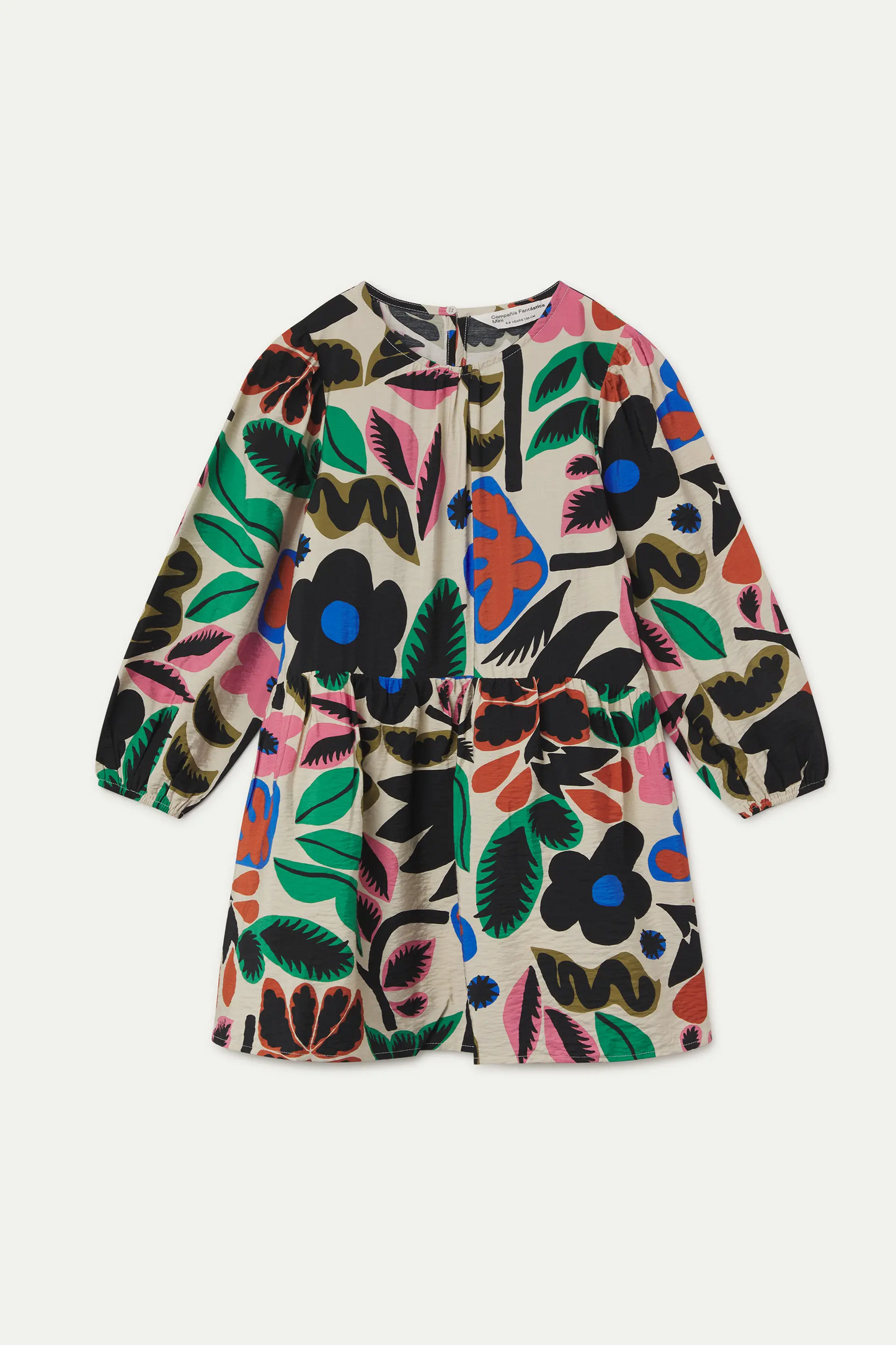 Girl's short tie-back dress with Santini print