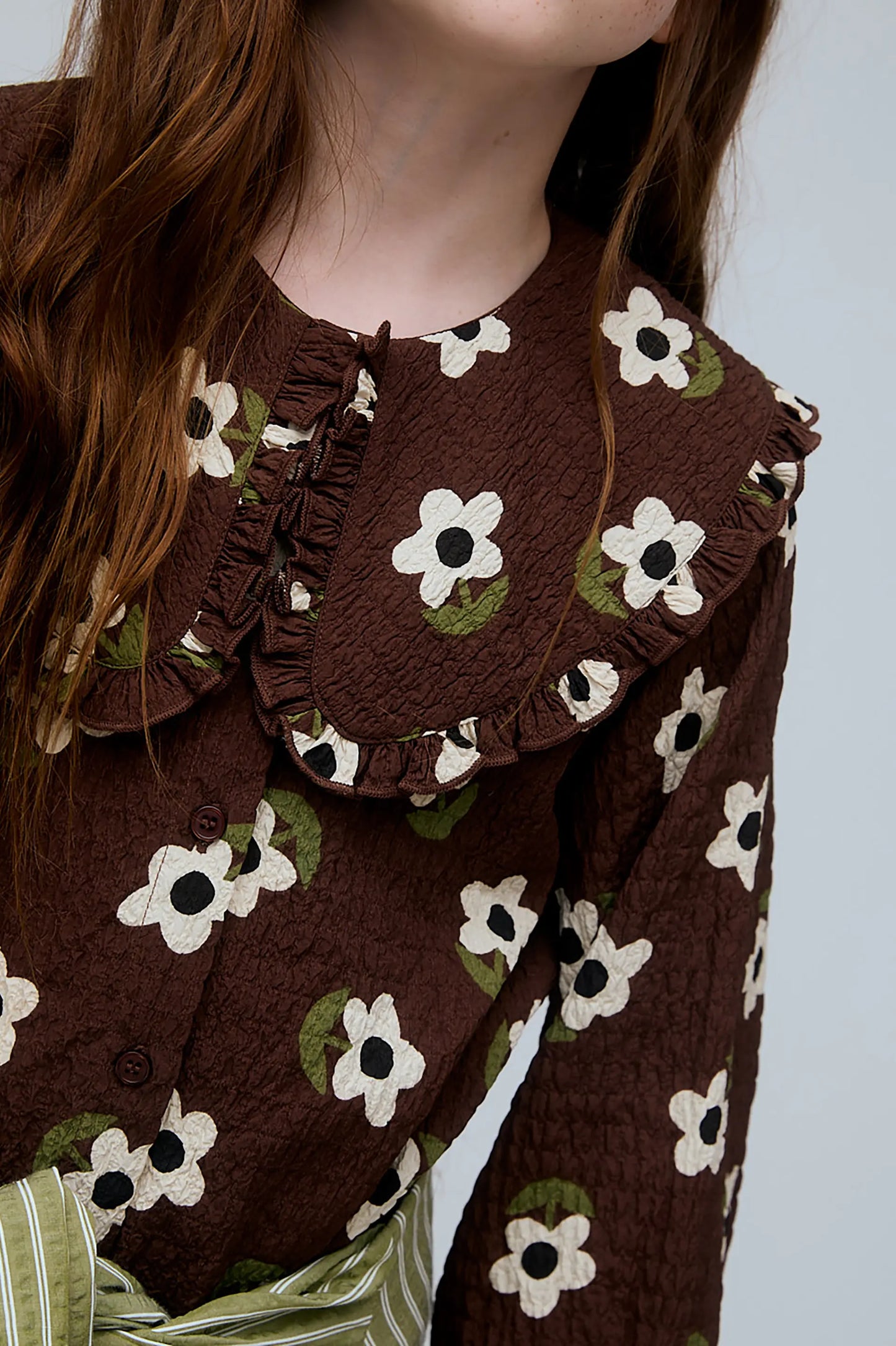 Girl's Santini print Peter Pan collar shirt
