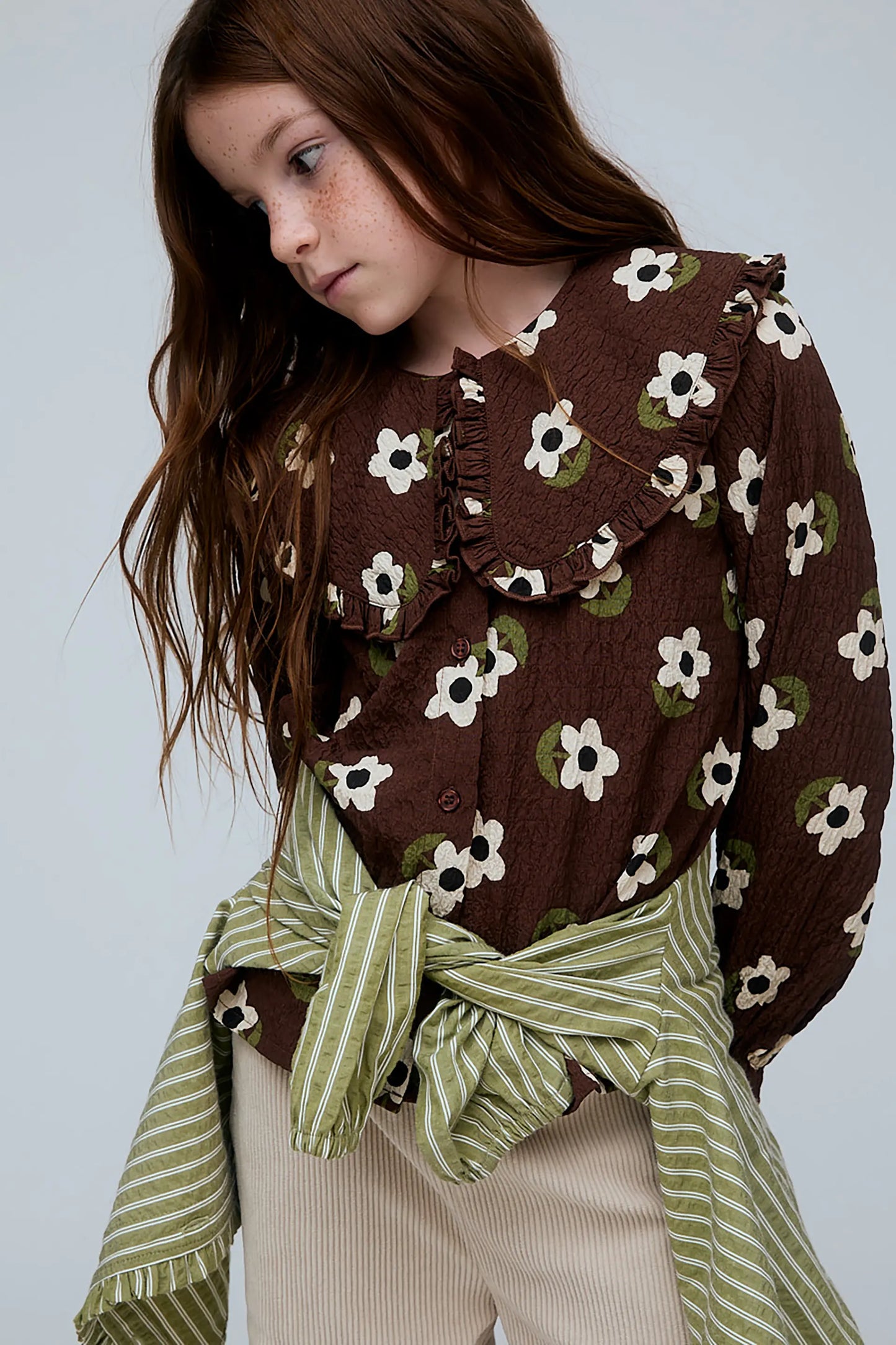 Girl's Santini print Peter Pan collar shirt