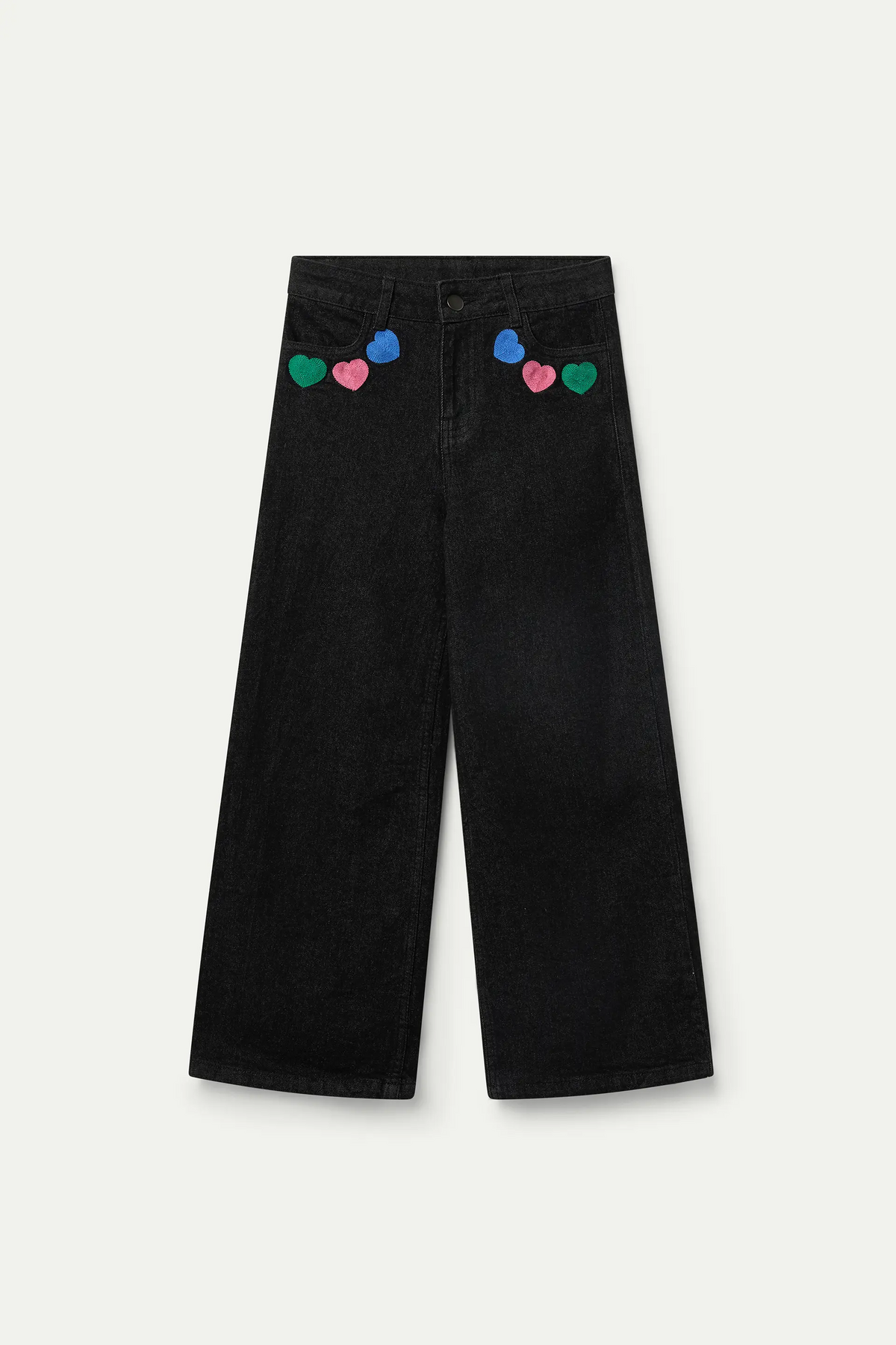 Pantalón vaquero de niña con bordado Candy