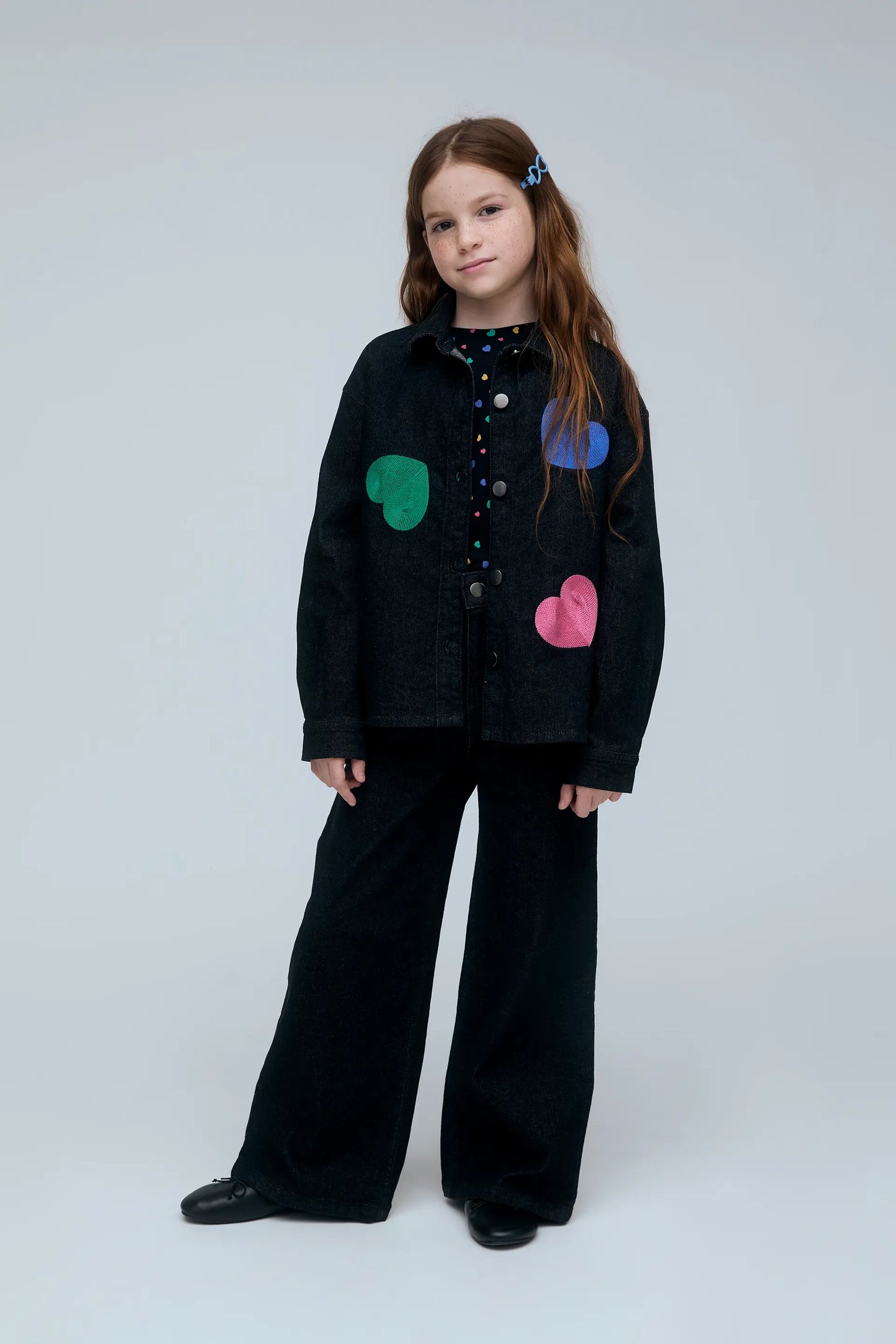 Sobrecamisa vaquera de niña con bordado Candy