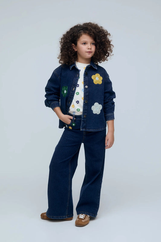 Girl's denim overshirt with Euphonia embroidery