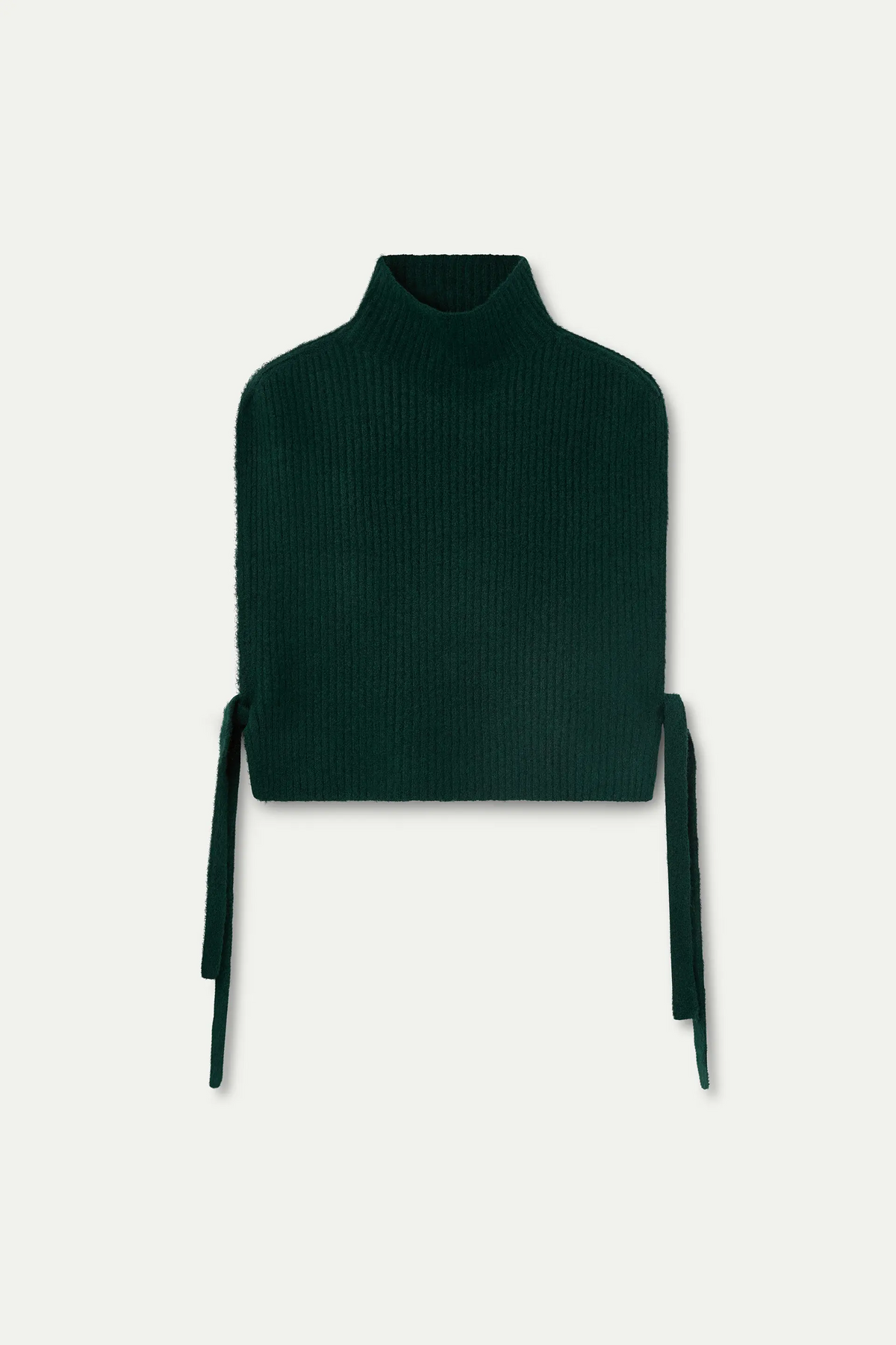 Dark green high-neck wool blend knit vest