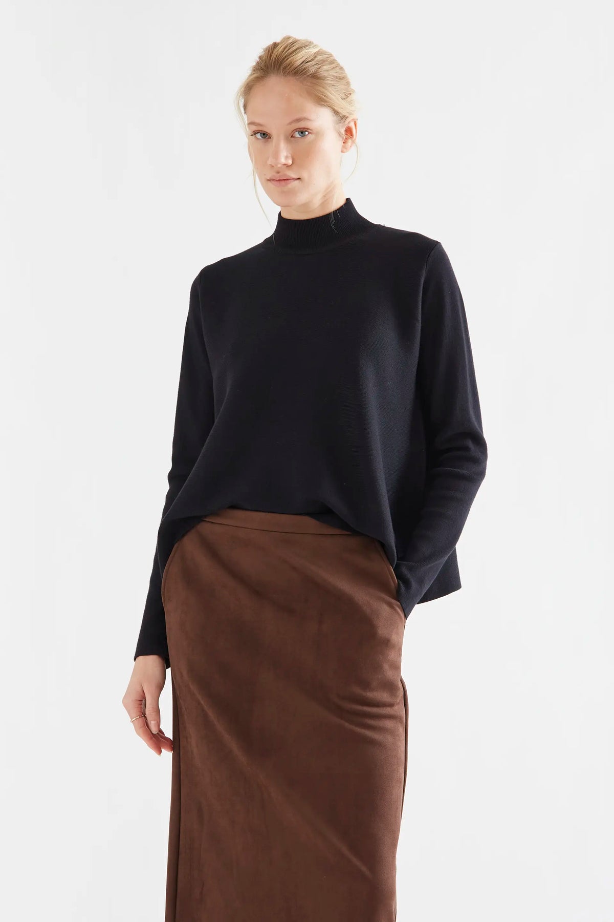 Jersey cuello alto básico negro
