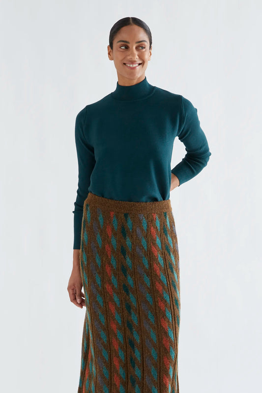 Jersey cuello alto básico verde oscuro