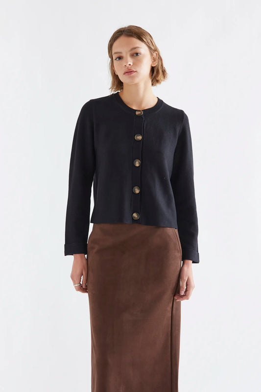 Cardigan basico misto cotone nero