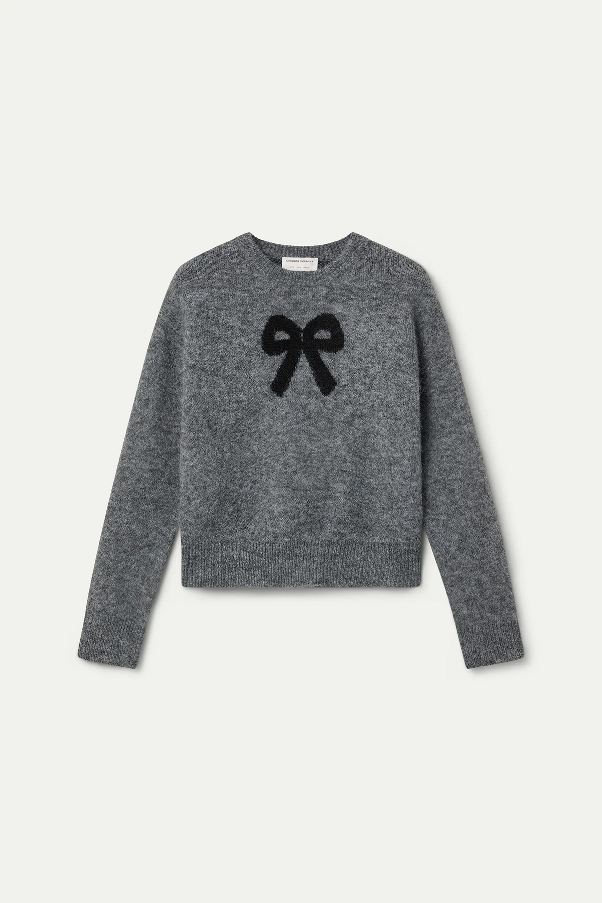 Grey jersey with black bow print
