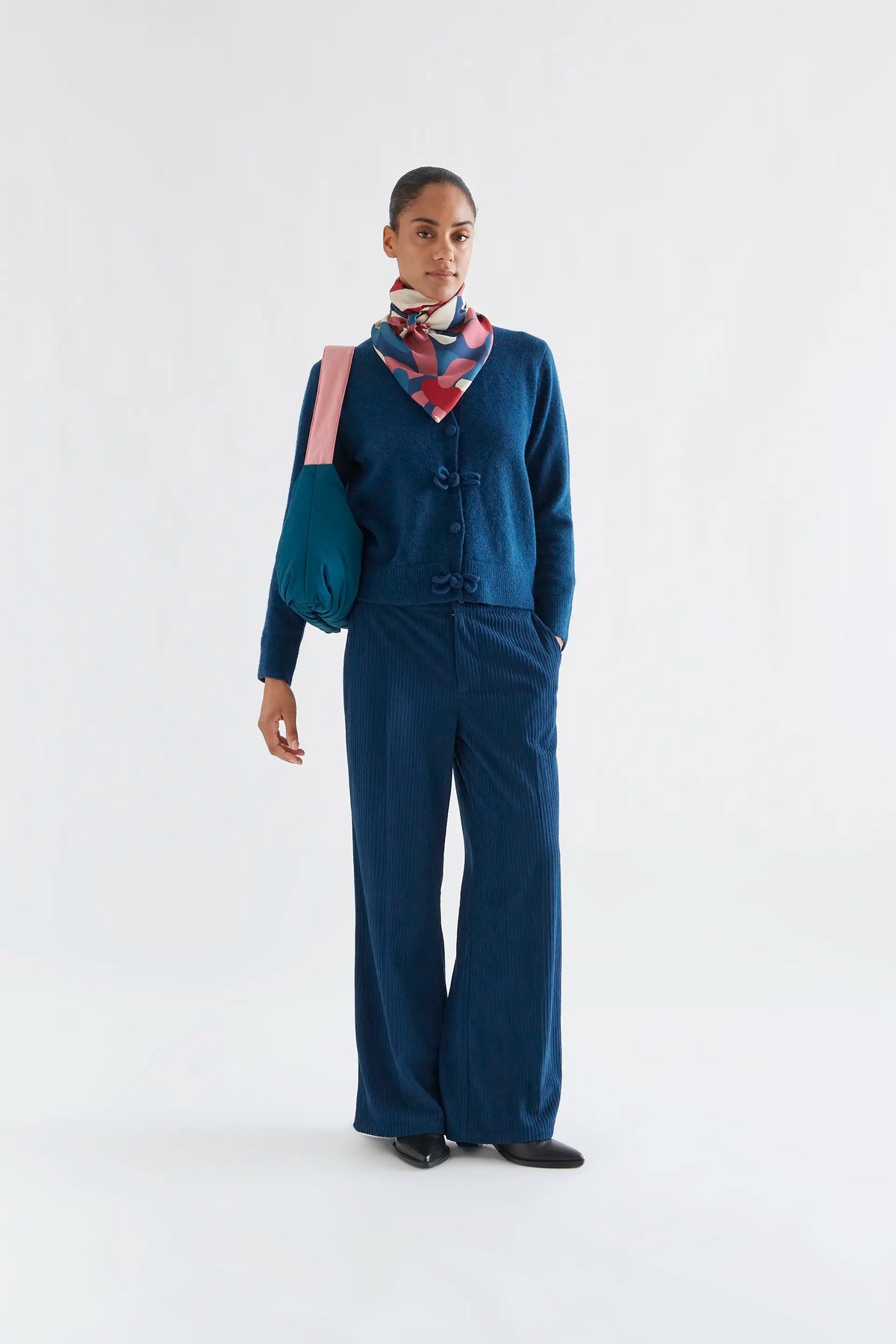 Navy blue cardigan with toggles