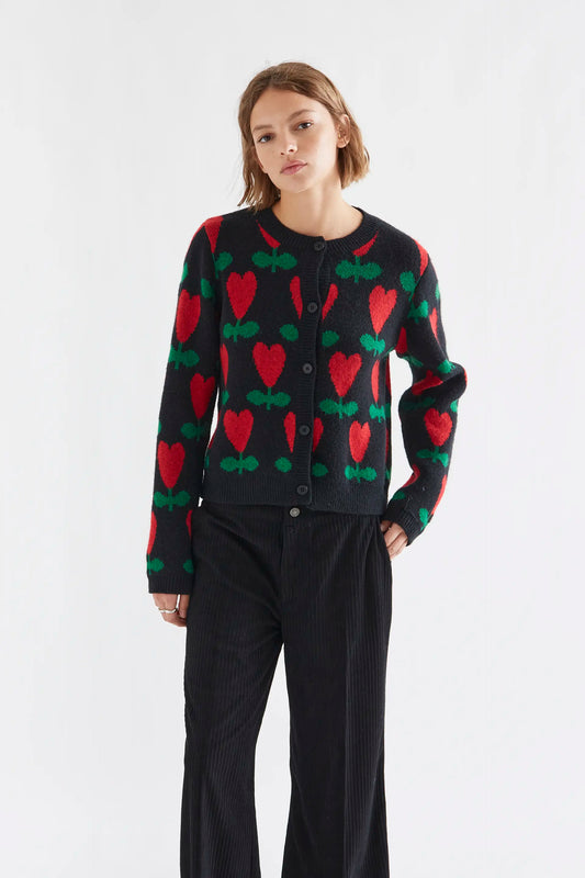 Cyclamen print cardigan