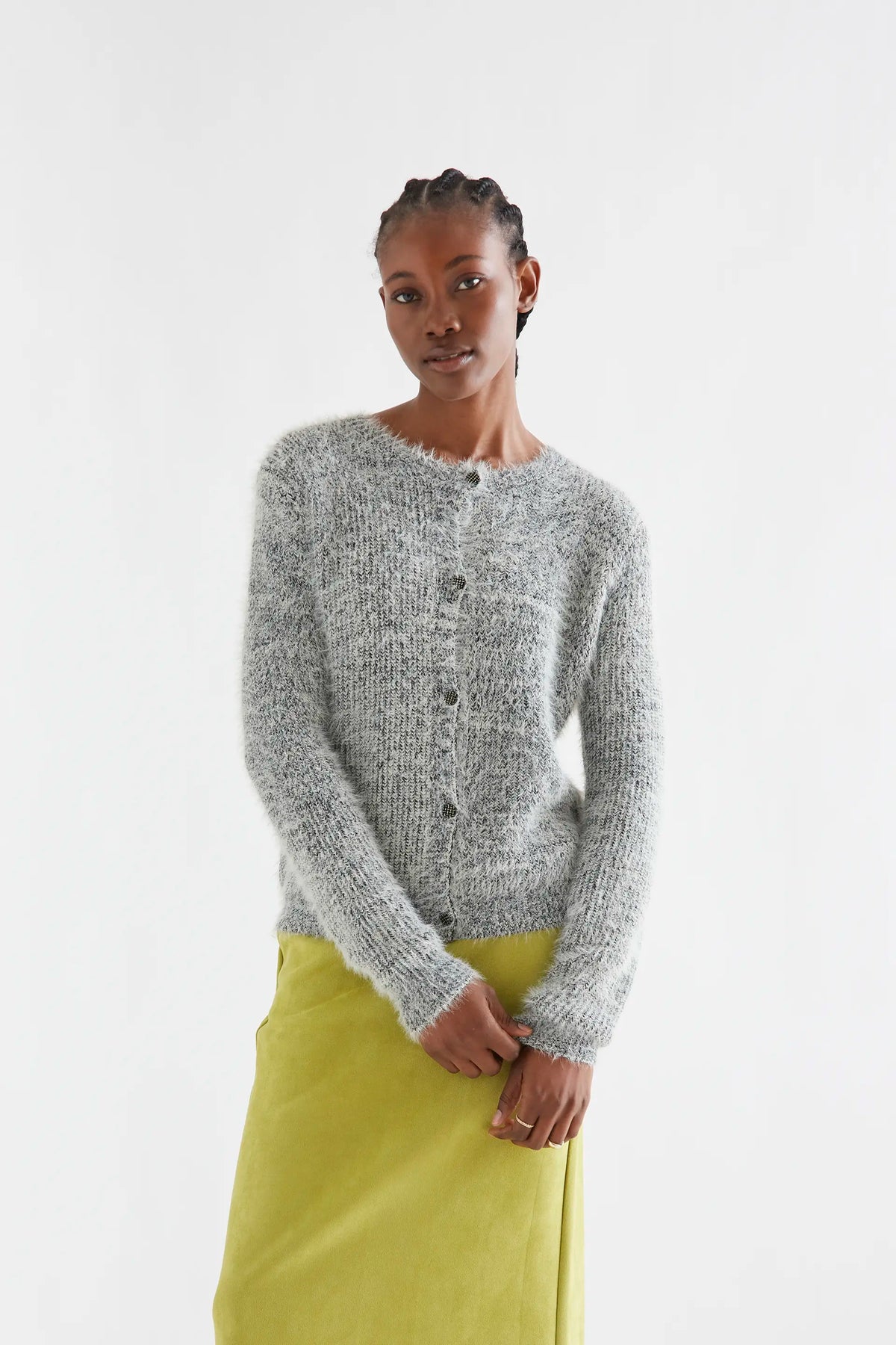 Cardigan effetto pelliccia grigio