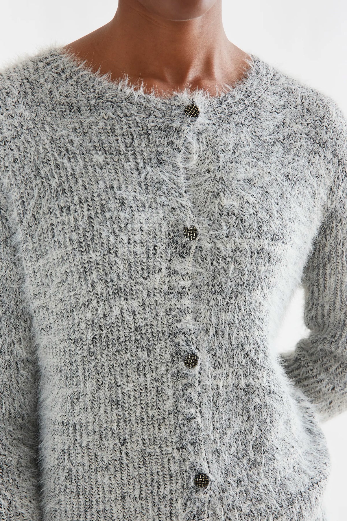 Cardigan effetto pelliccia grigio