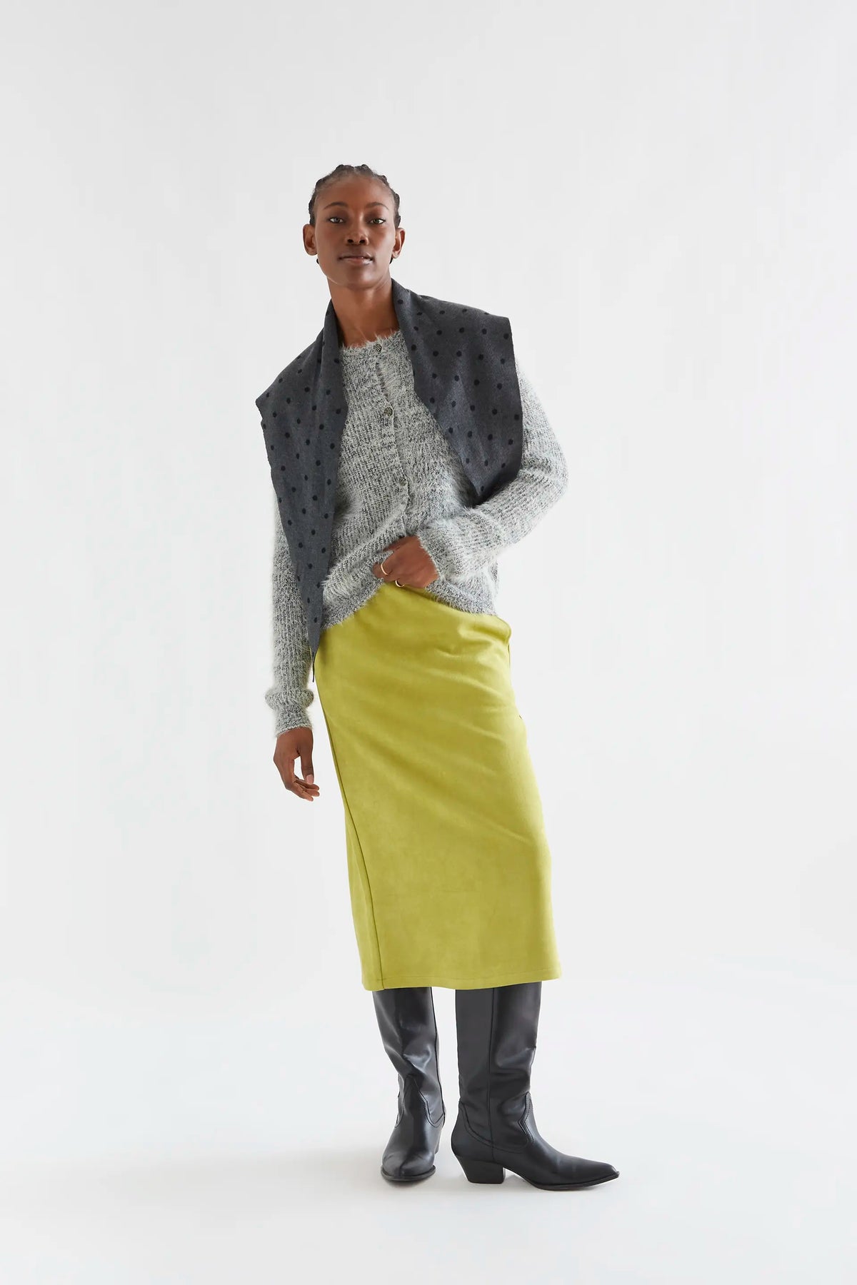 Cardigan effetto pelliccia grigio