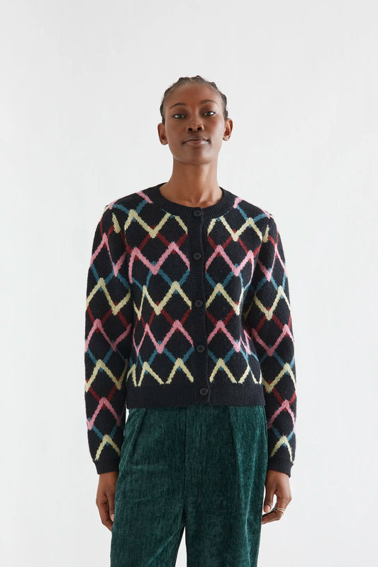 Skein-print cardigan