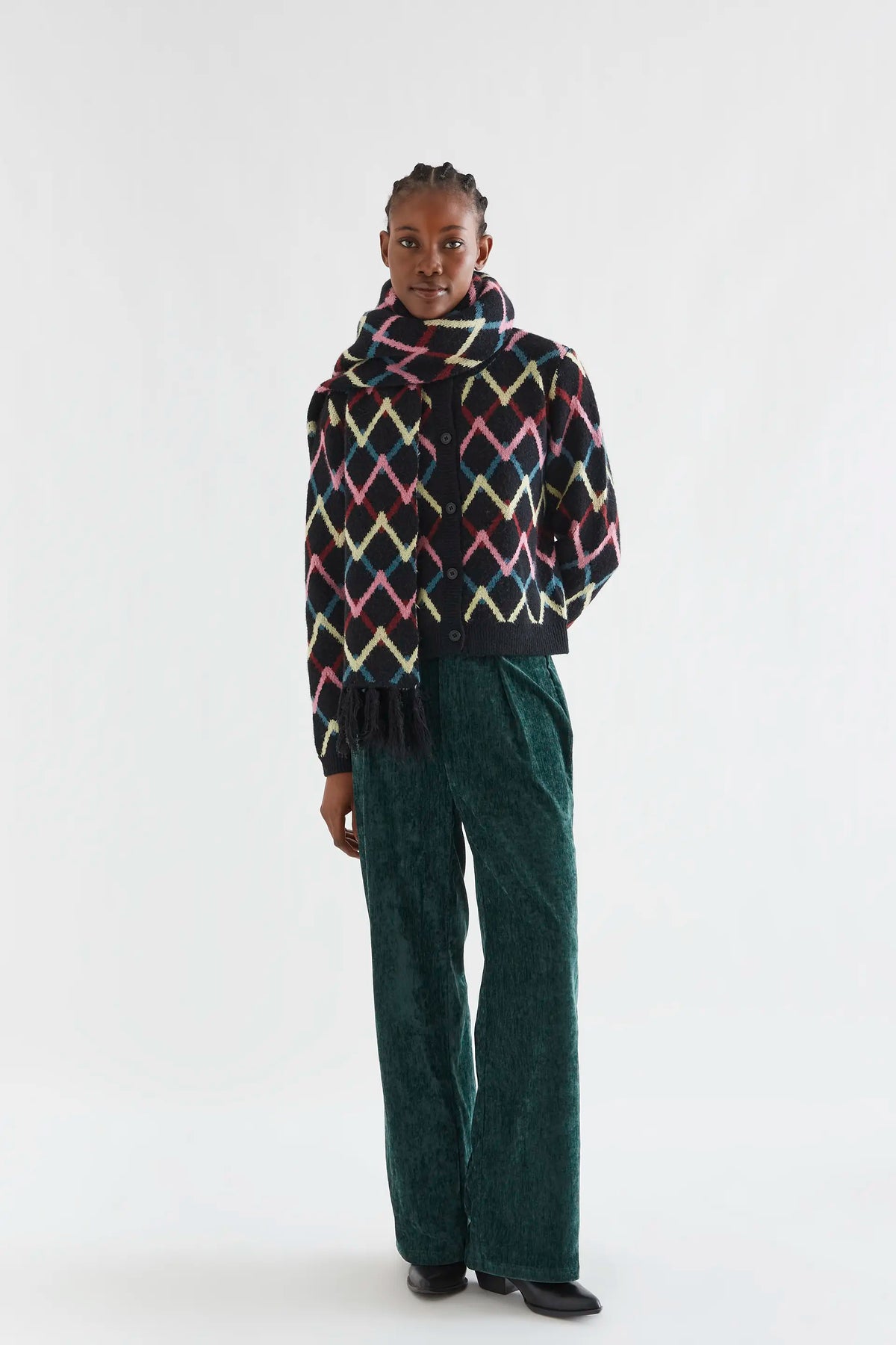 Skein-print cardigan