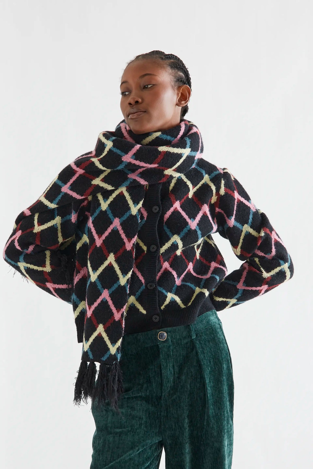 Skein-print cardigan
