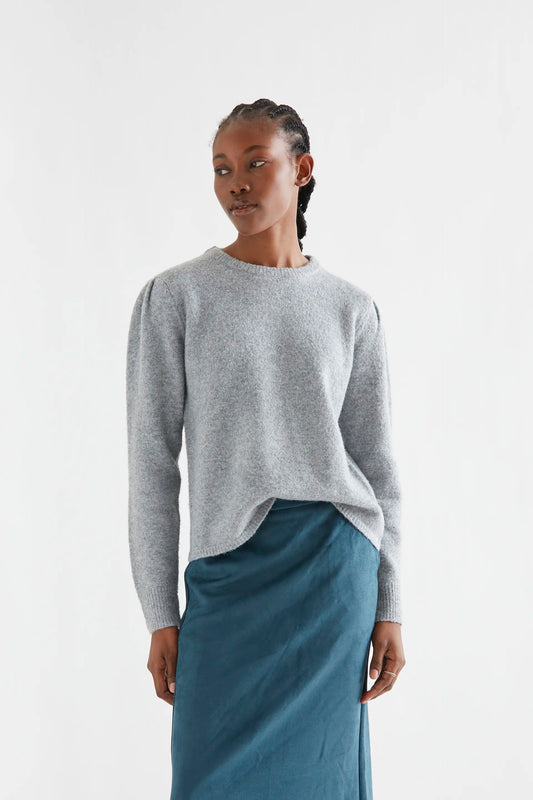 Jersey básico de punto gris claro