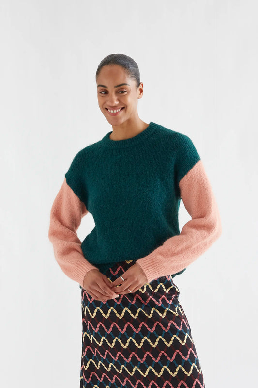 Dark green and coral two-tone jersey