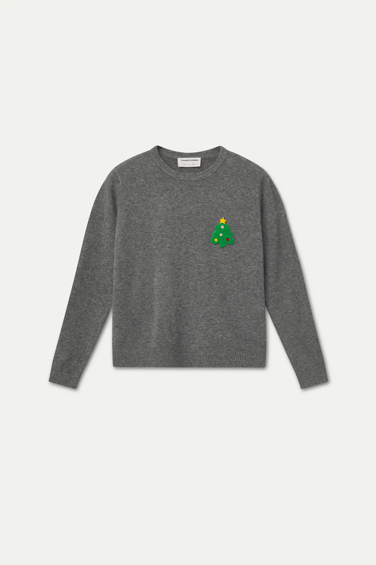 Maglione grigio con albero di Natale