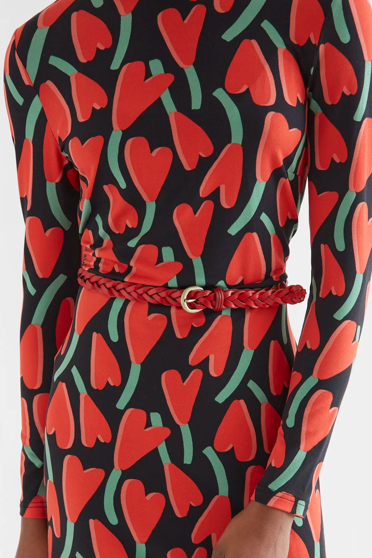 Cintura 100% pelle intrecciata rossa