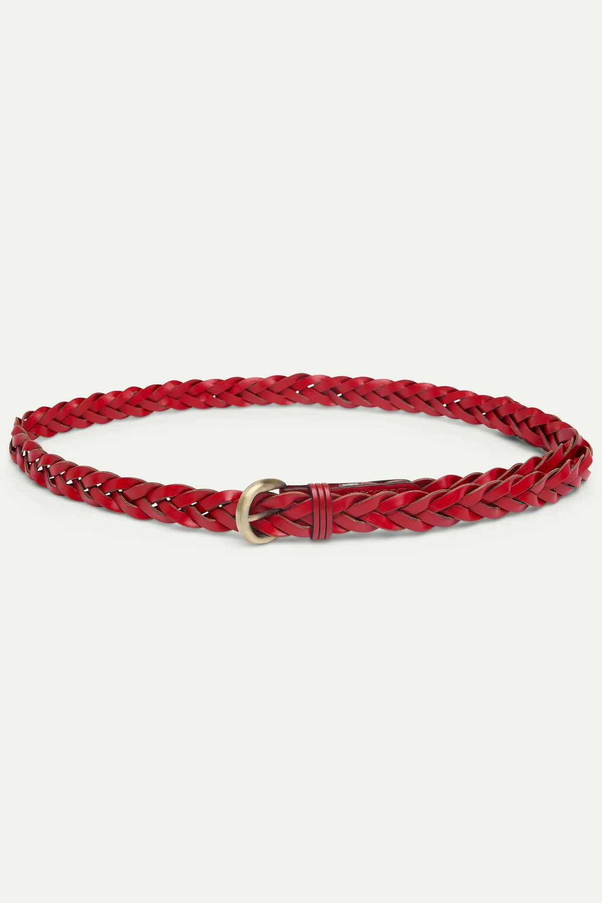 Cintura 100% pelle intrecciata rossa