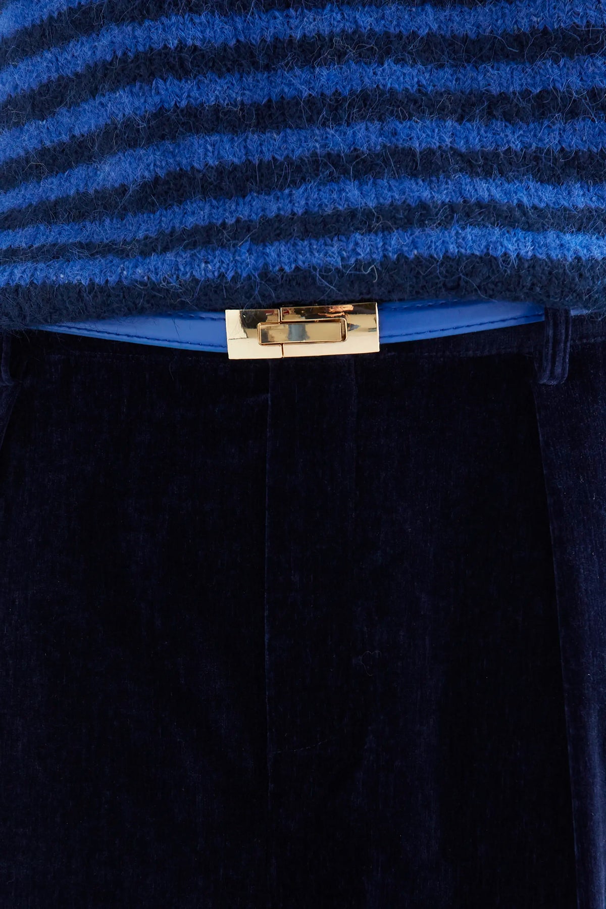 Plain blue faux leather belt