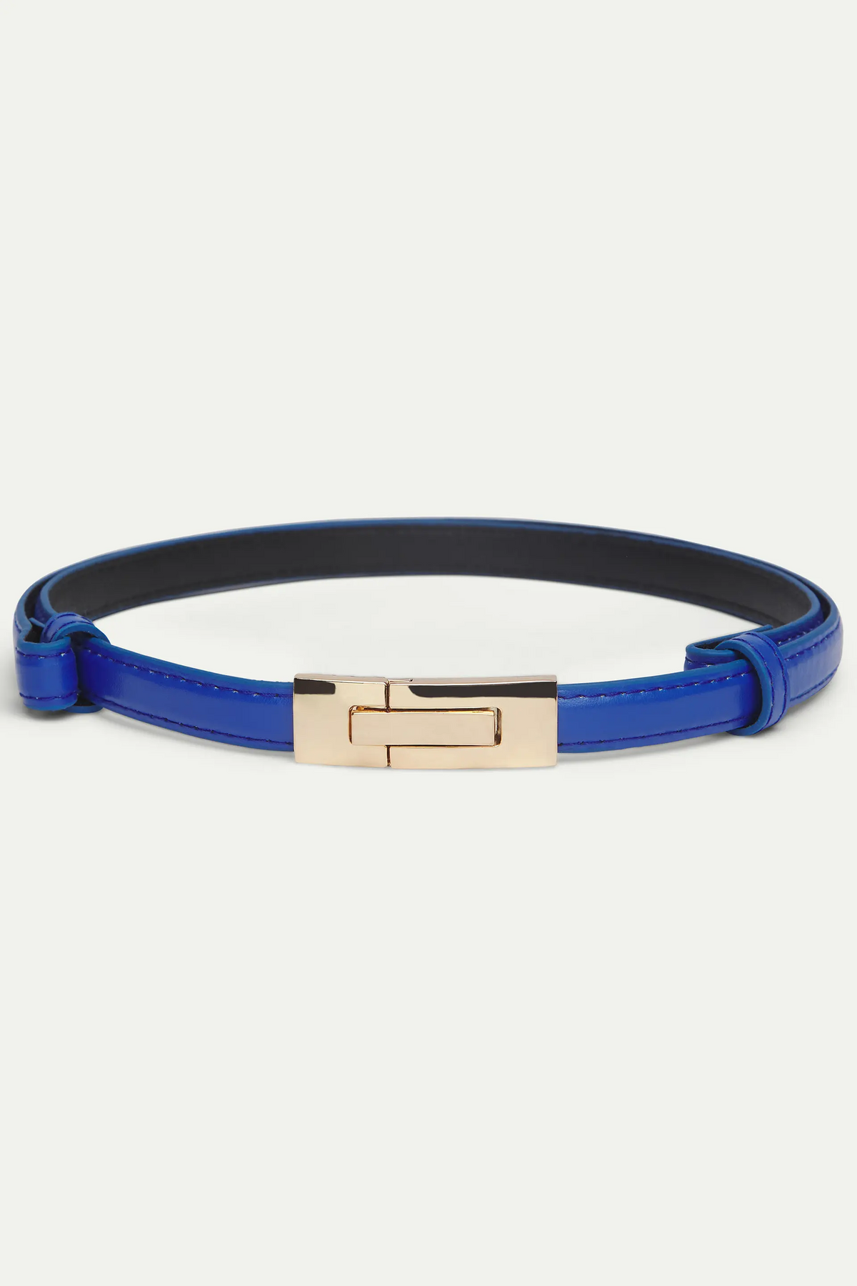 Plain blue faux leather belt