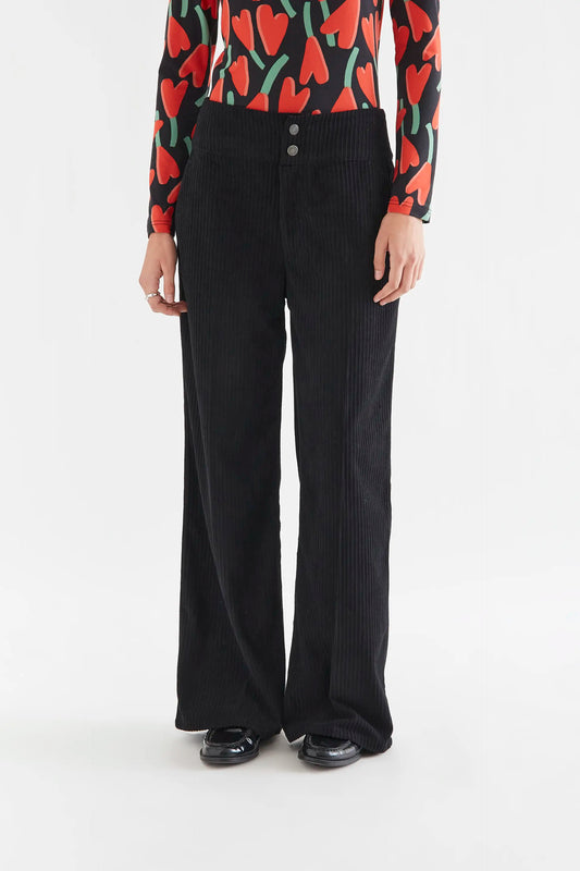 Pantalón de pana doble botón negro