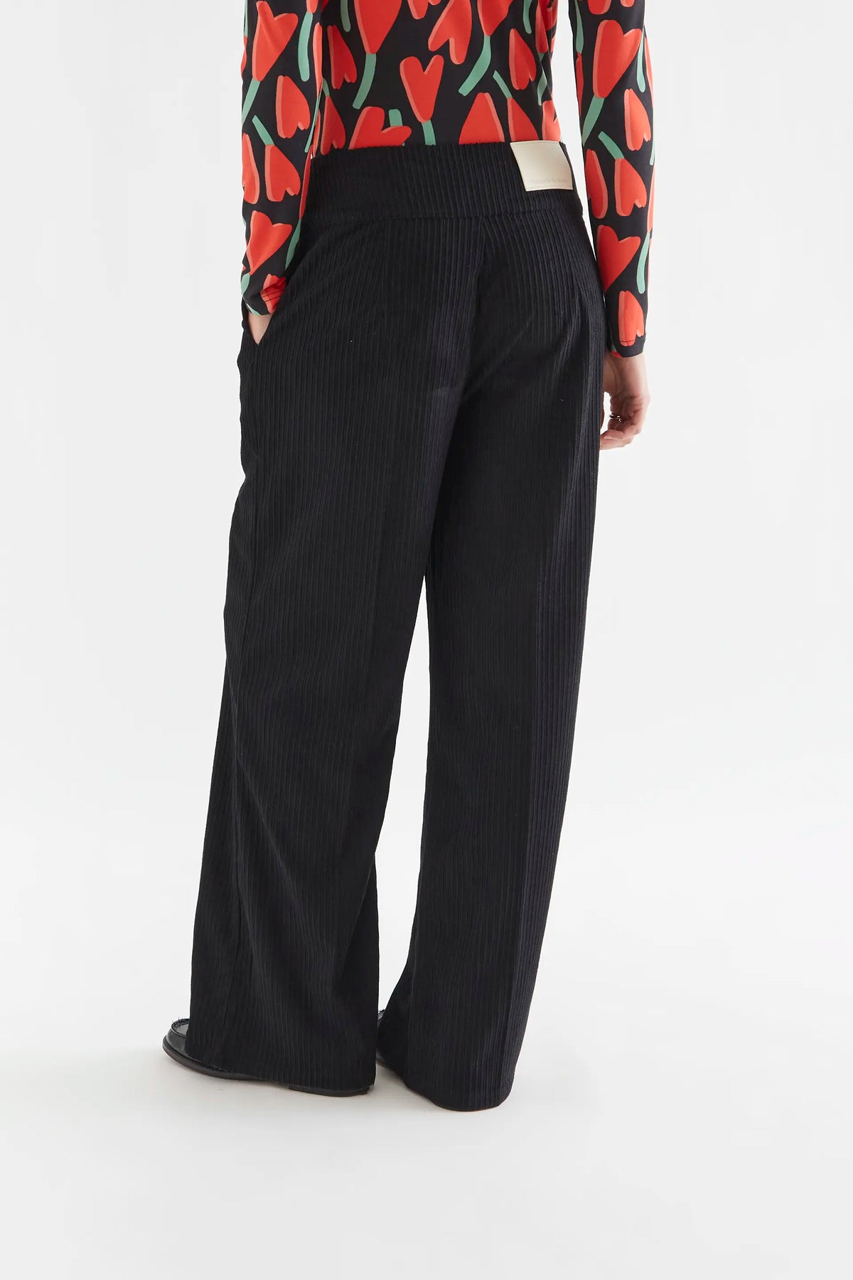 Pantalone di velluto a coste doppio bottone nero