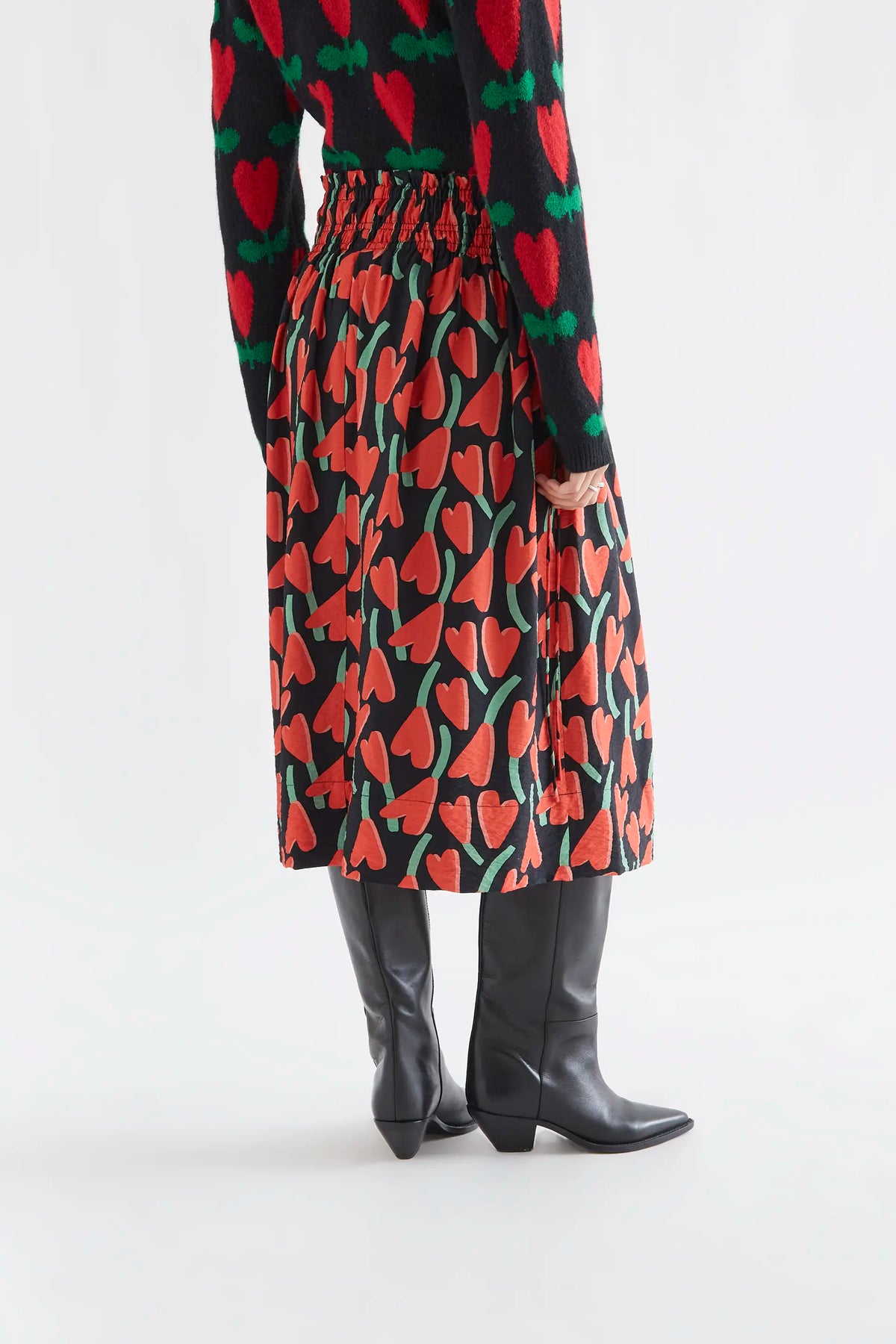 Cyclamen print midi skirt