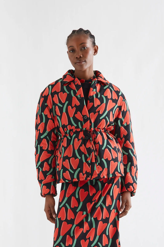 Quilted coat with Cyclamen print