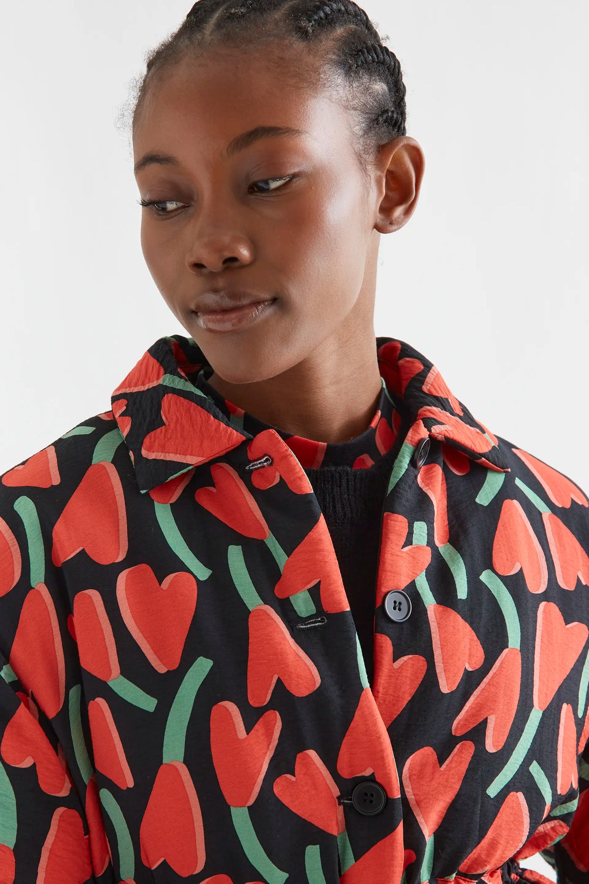 Quilted coat with Cyclamen print