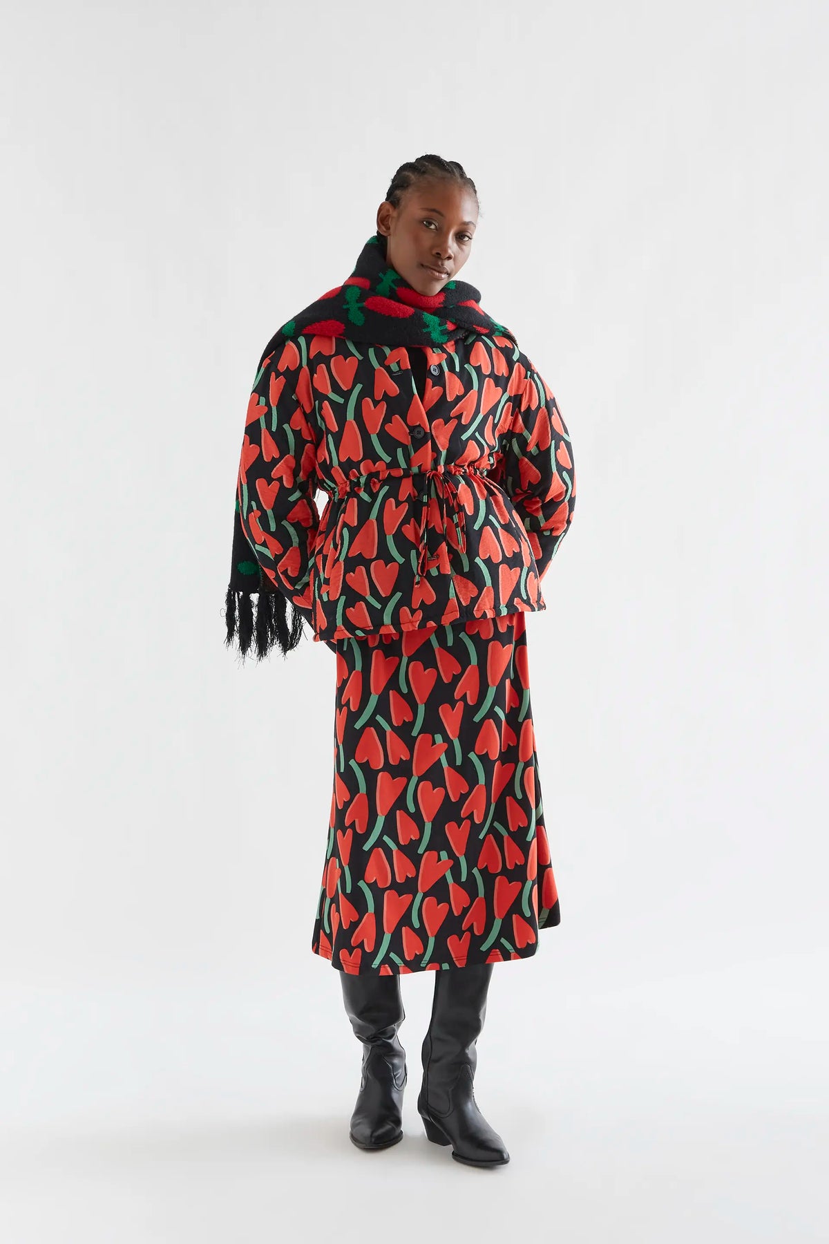Quilted coat with Cyclamen print