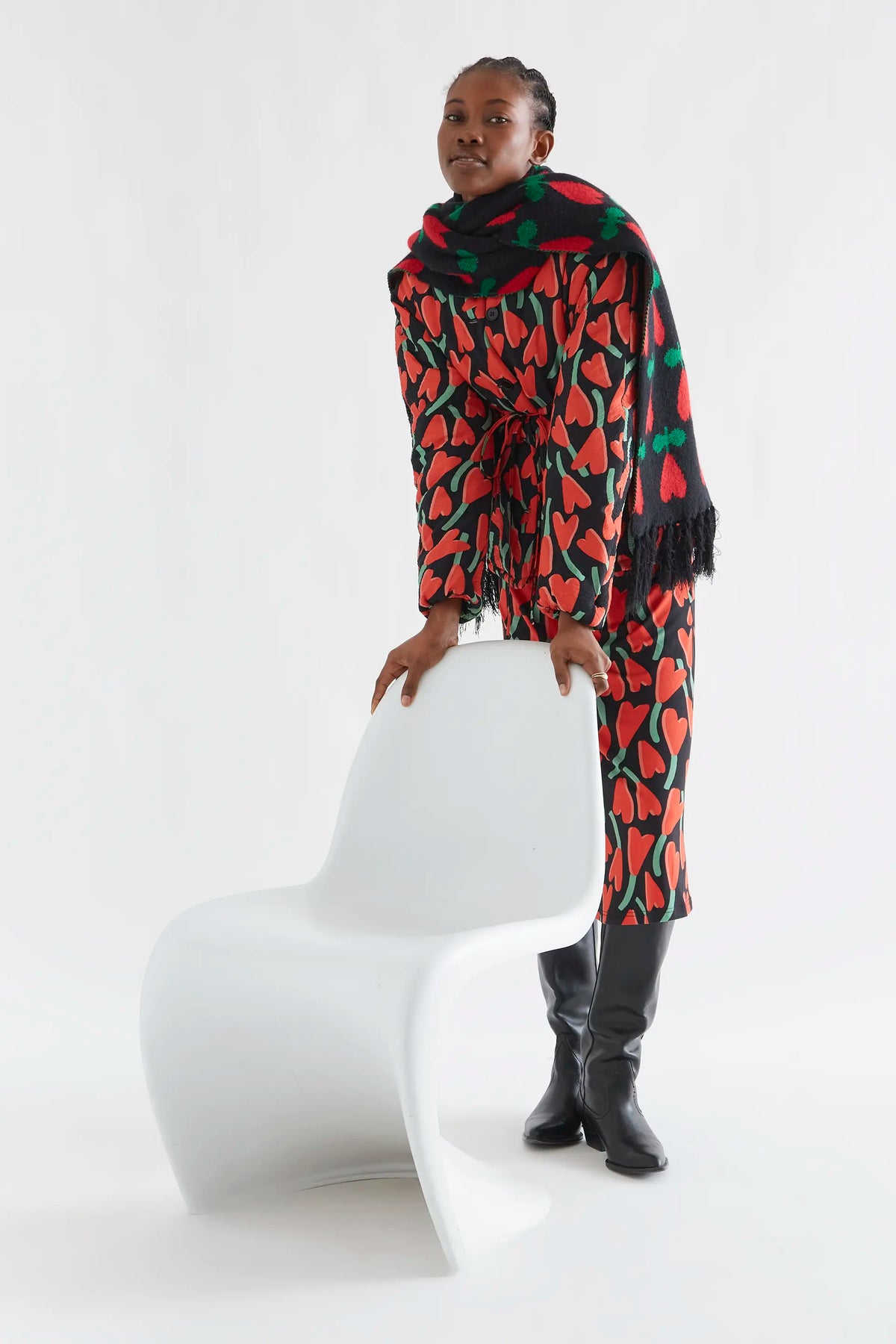 Quilted coat with Cyclamen print