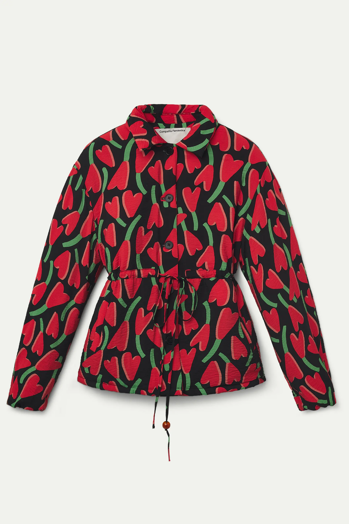 Quilted coat with Cyclamen print